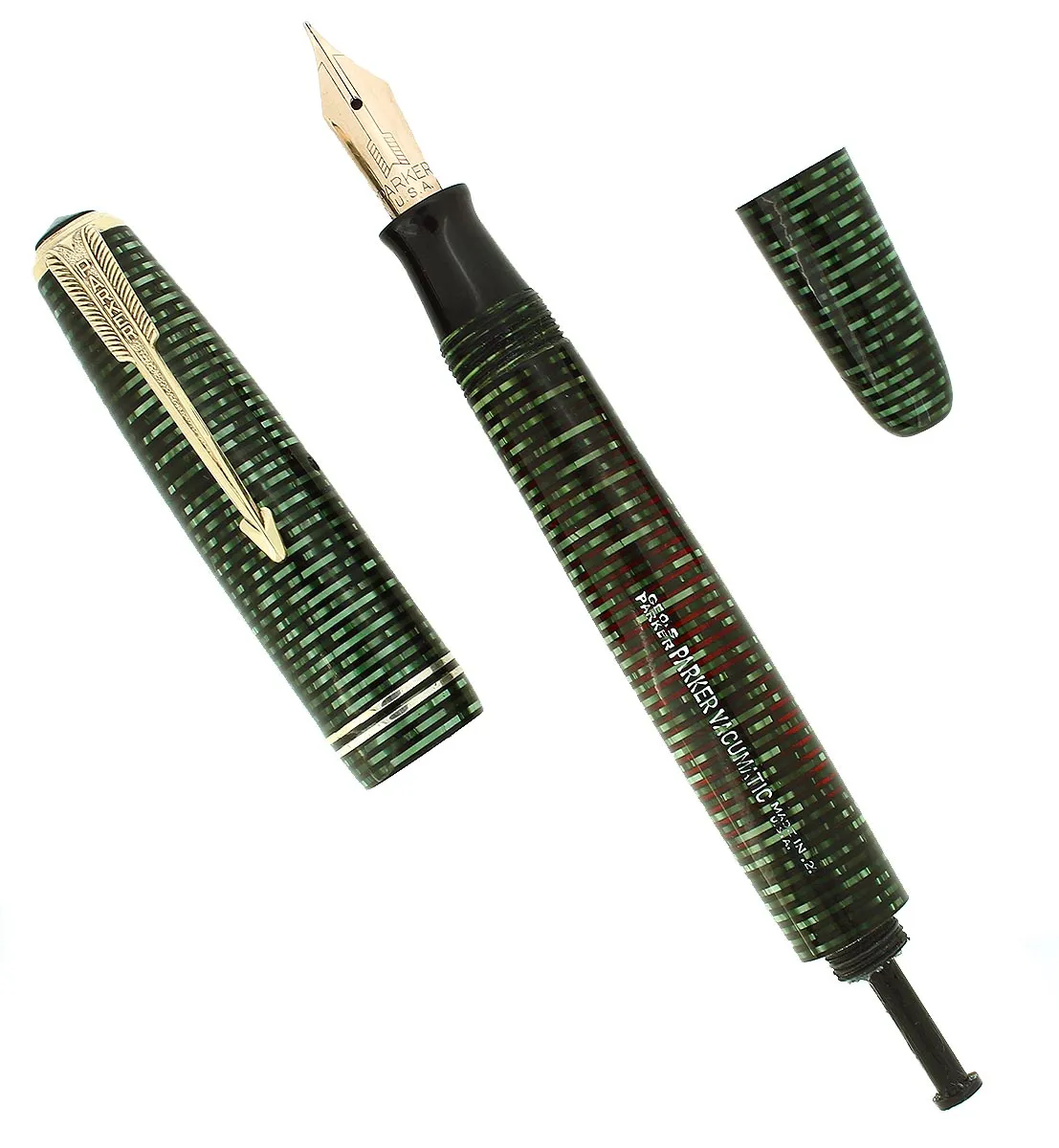 1942 PARKER VACUMATIC EMERALD PEARL SINGLE JEWEL FOUNTAIN PEN RESTORED