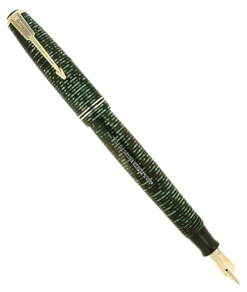 1942 PARKER VACUMATIC EMERALD PEARL SINGLE JEWEL FOUNTAIN PEN RESTORED