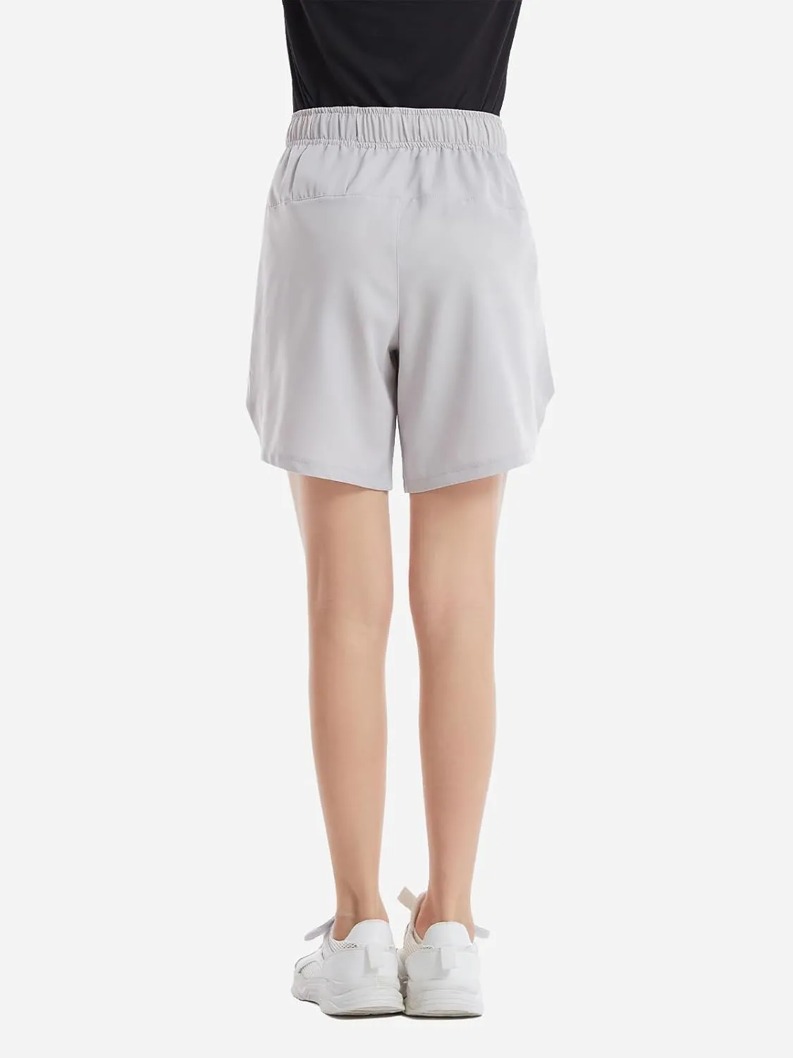4 Pack Girls Athletic Shorts,Girls Basketball Shorts,Kids Workout Soccer Short for Girl with Drawstring & Pockets