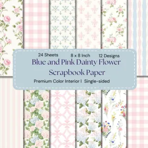 8 x 8" Blue and Pink Dainty Flower Scrapbook Paper: Colorful Floral Decorative Sheets for DIY Crafts, Journaling, Albums, Invitations, Gift-wrapping: Premium Color Interior, 12 Designs, 24 Sheets Paperback  March 13, 2025