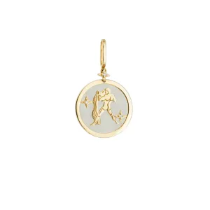 Aquarius Zodiac White Quartz Diamond Pendant