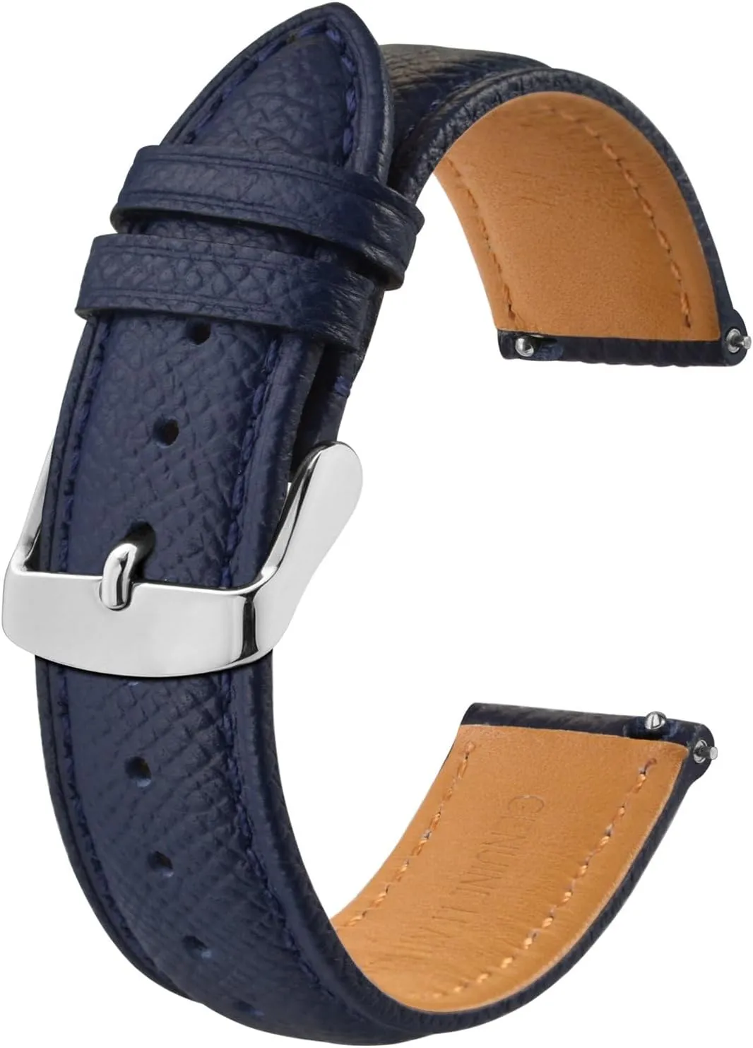 BISONSTRAP Texture Leather Watch Straps for Women and Men, Watch Replacement Bands with Quick Release, 16mm 18mm 19mm 20mm 22mm