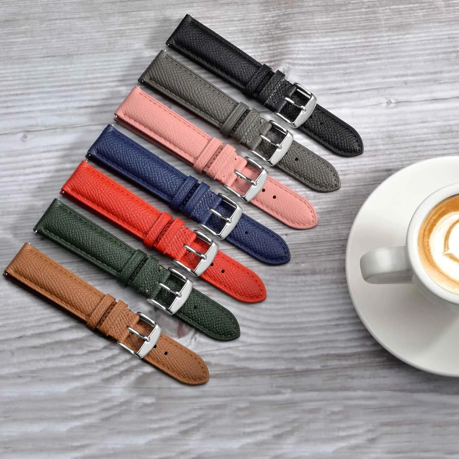 BISONSTRAP Texture Leather Watch Straps for Women and Men, Watch Replacement Bands with Quick Release, 16mm 18mm 19mm 20mm 22mm