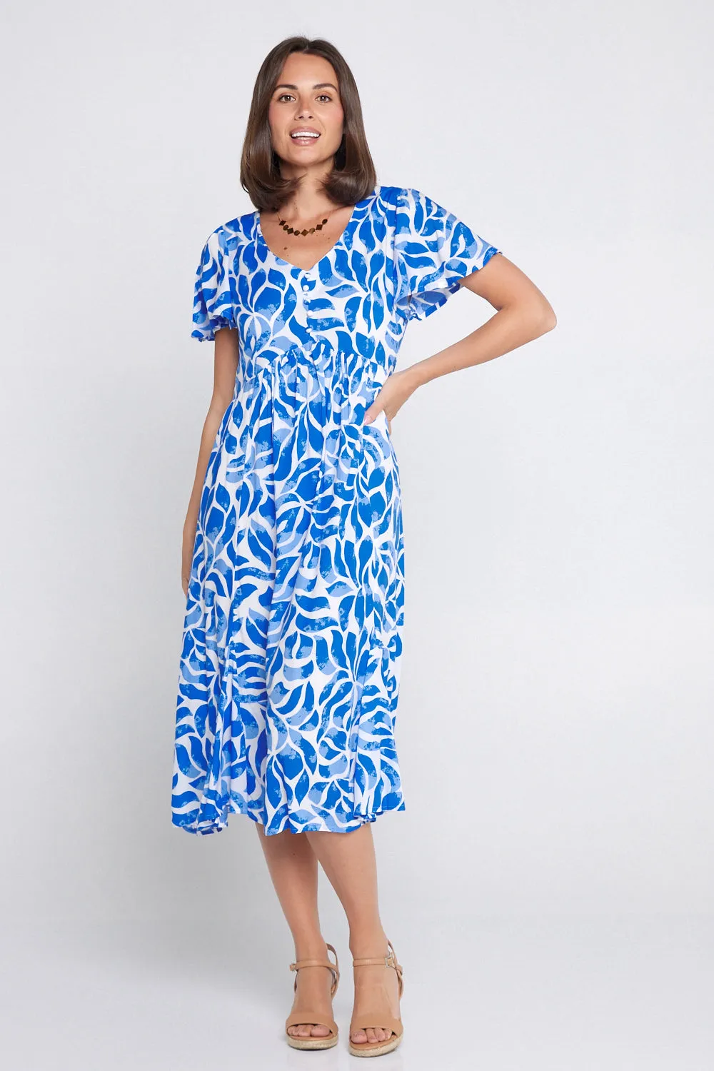Brighton Dress - Coastal Leaves