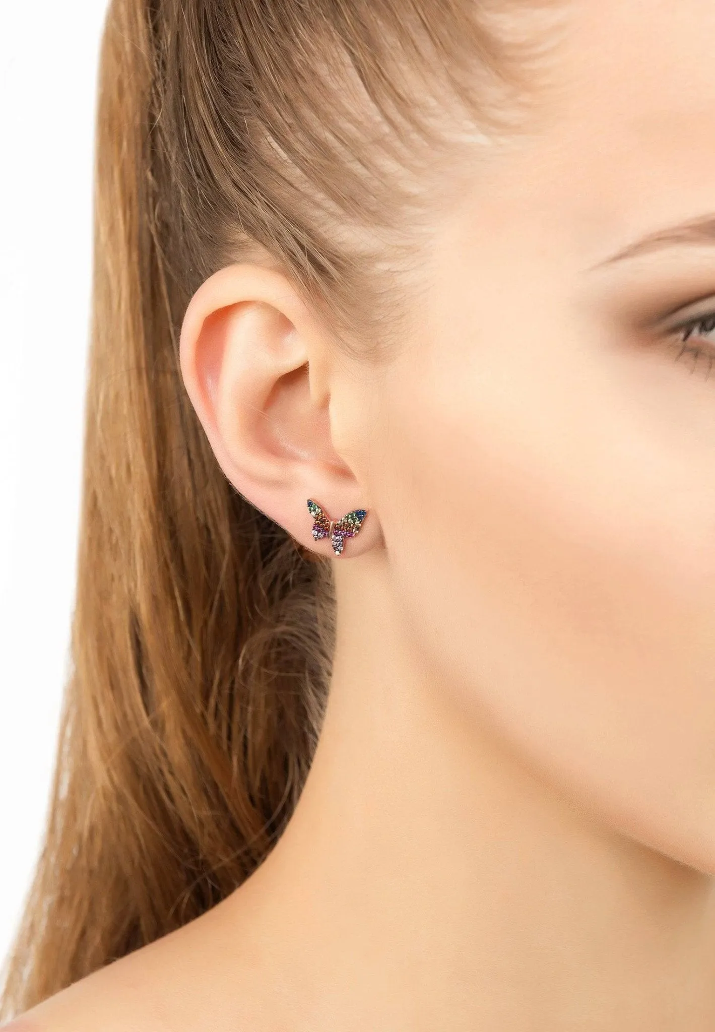 Butterfly Rainbow Earrings Rosegold