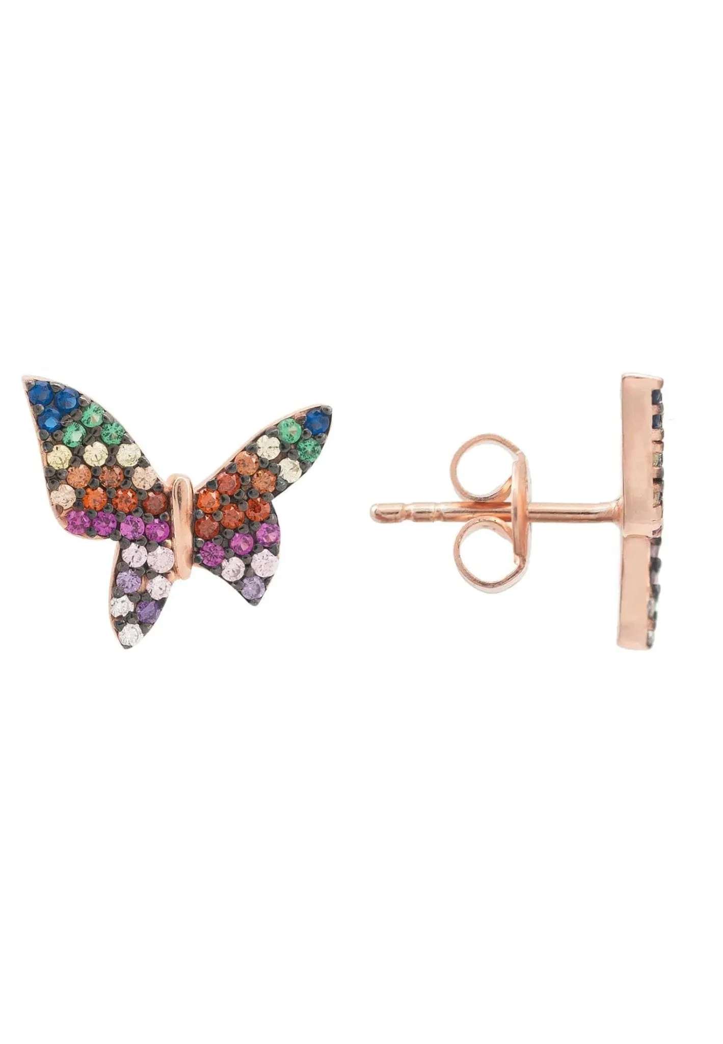 Butterfly Rainbow Earrings Rosegold