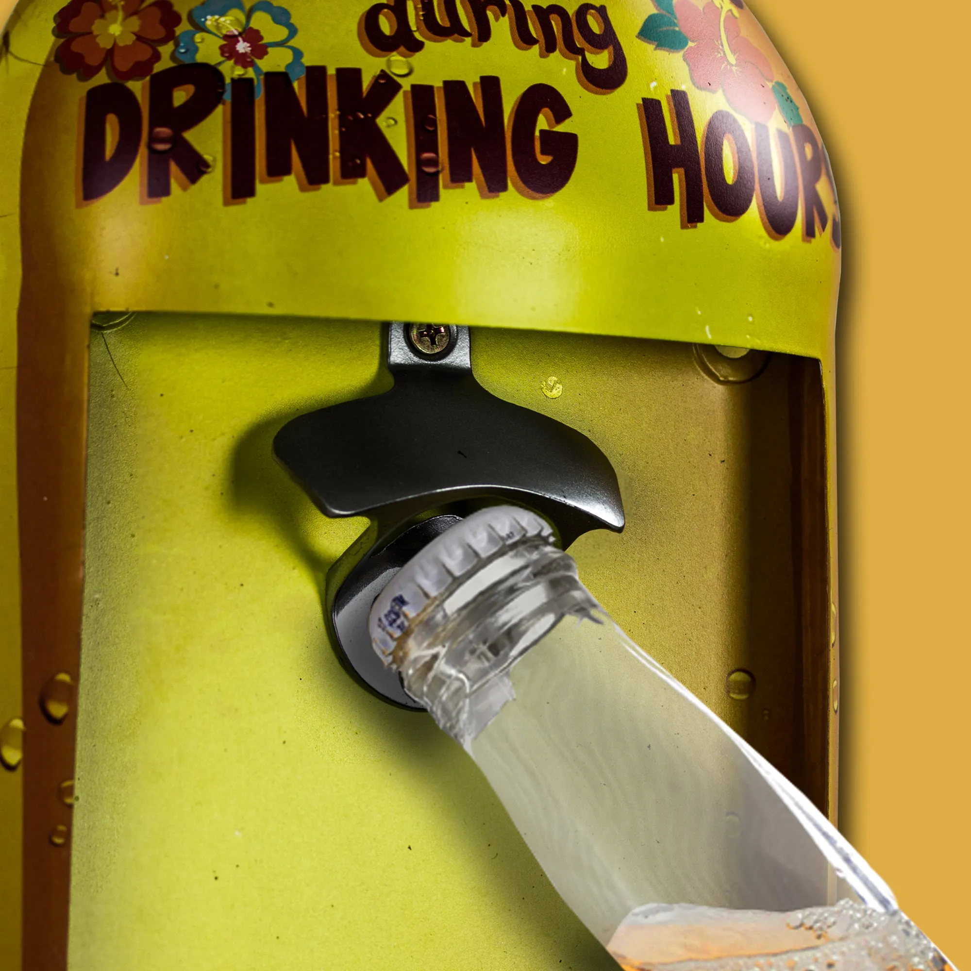 Cold Beer Wall Mounted Bottle Opener & Cap Catcher