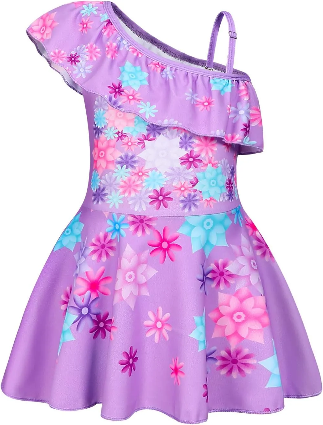 COTRIO Princess Bathing Suit for Girls Swimsuit Floral Ruffle 2 Piece Bikini Set Swimming Suits Off Shoulder Beach Swimwear
