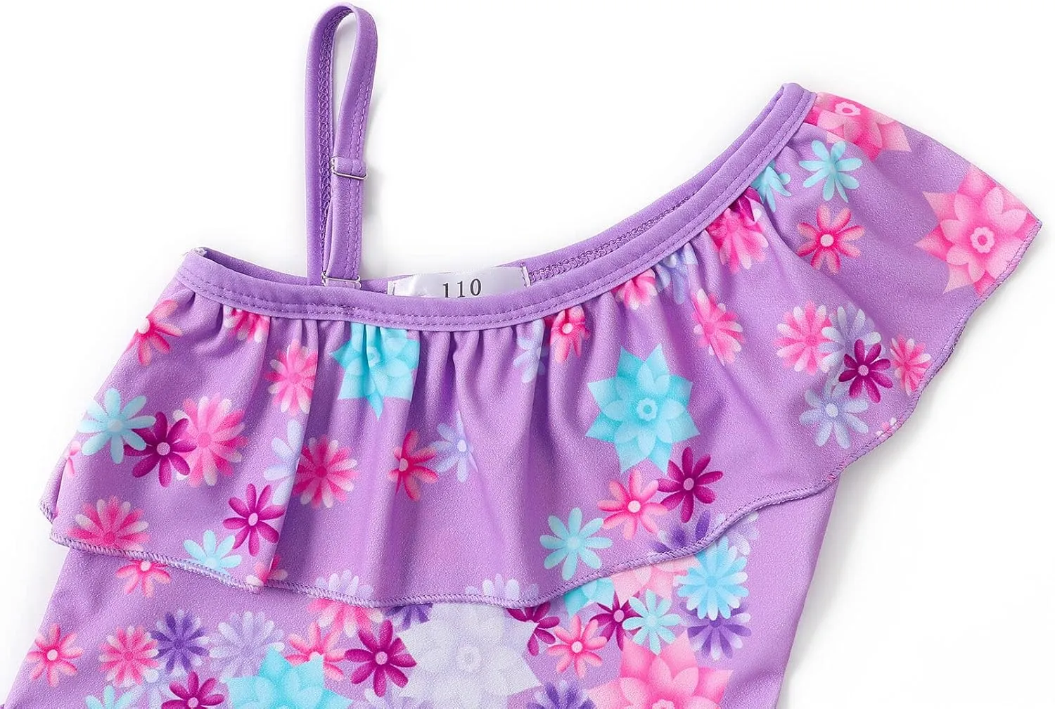 COTRIO Princess Bathing Suit for Girls Swimsuit Floral Ruffle 2 Piece Bikini Set Swimming Suits Off Shoulder Beach Swimwear