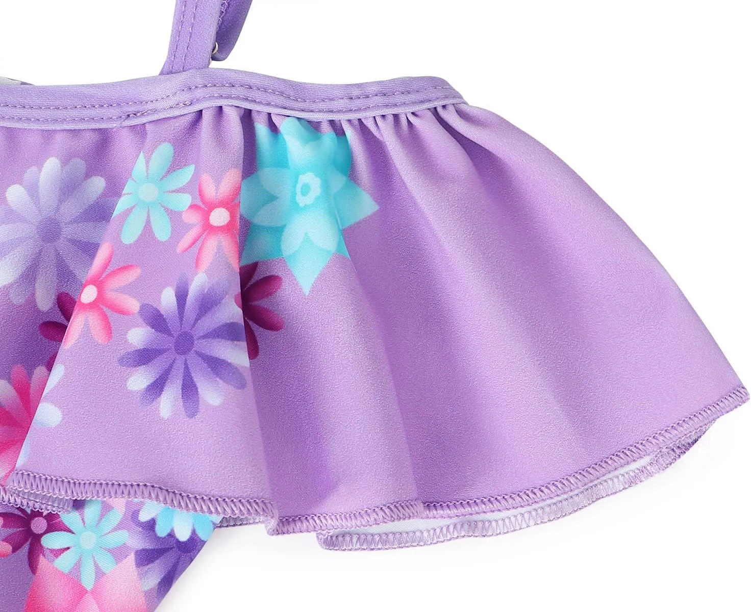 COTRIO Princess Bathing Suit for Girls Swimsuit Floral Ruffle 2 Piece Bikini Set Swimming Suits Off Shoulder Beach Swimwear