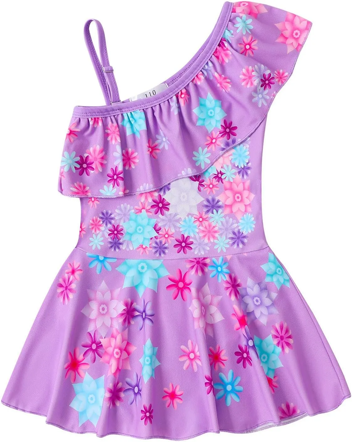 COTRIO Princess Bathing Suit for Girls Swimsuit Floral Ruffle 2 Piece Bikini Set Swimming Suits Off Shoulder Beach Swimwear