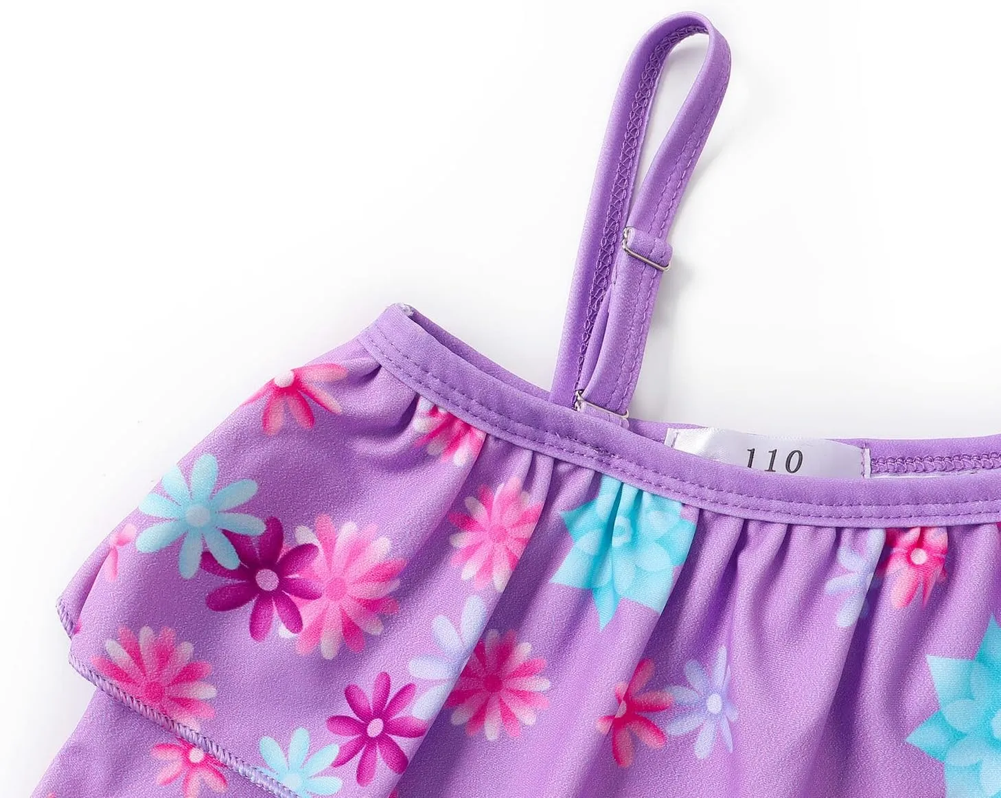 COTRIO Princess Bathing Suit for Girls Swimsuit Floral Ruffle 2 Piece Bikini Set Swimming Suits Off Shoulder Beach Swimwear
