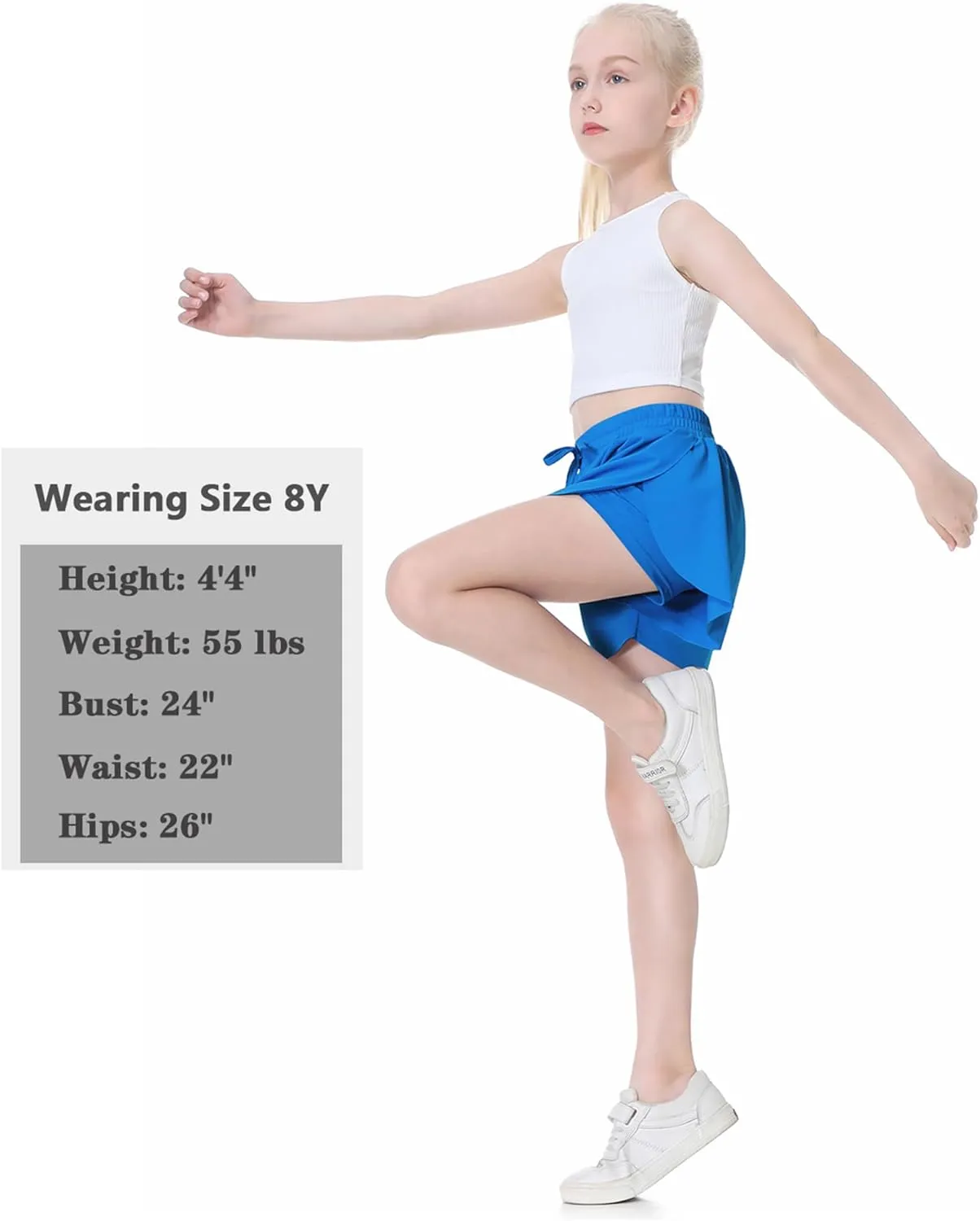 EXARUS Girls Butterfly Shorts Flowy Dance Athletic 2 in 1 Cheer Skorts Flutter Skirt Running Preppy Clothes Kids 6-14Y