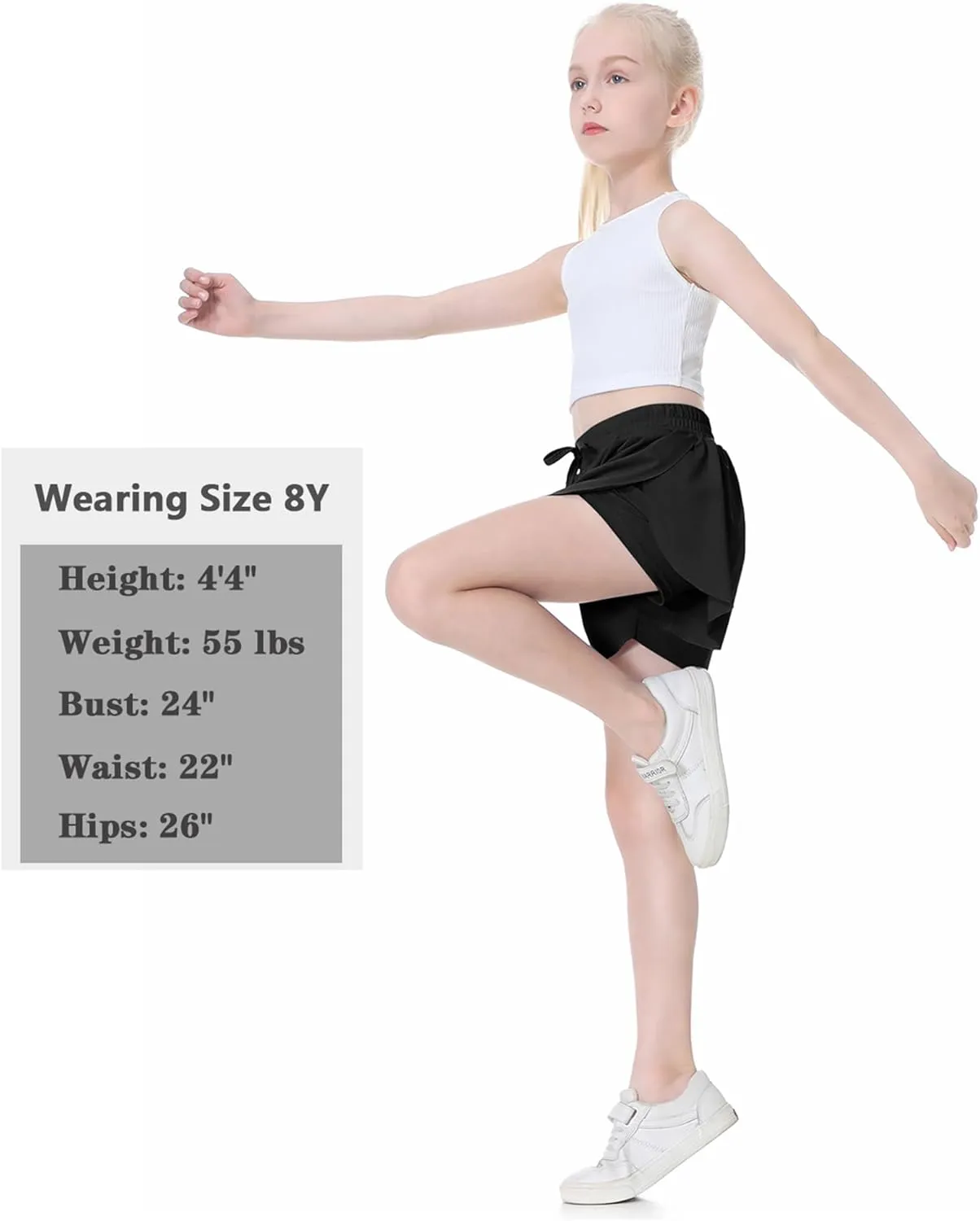 EXARUS Girls Butterfly Shorts Flowy Dance Athletic 2 in 1 Cheer Skorts Flutter Skirt Running Preppy Clothes Kids 6-14Y