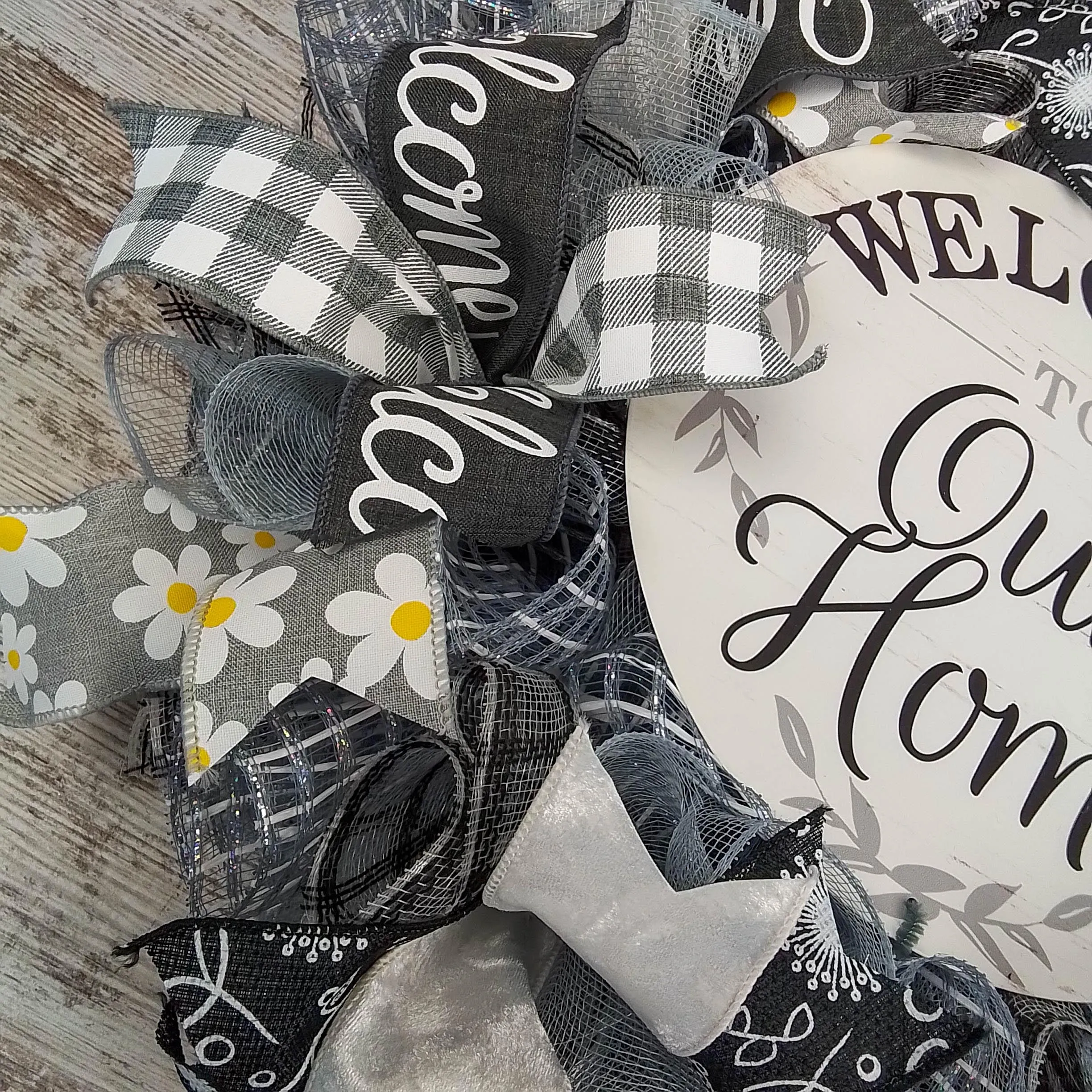 Farmhouse Wreath - Black White Grey Year Round Decor