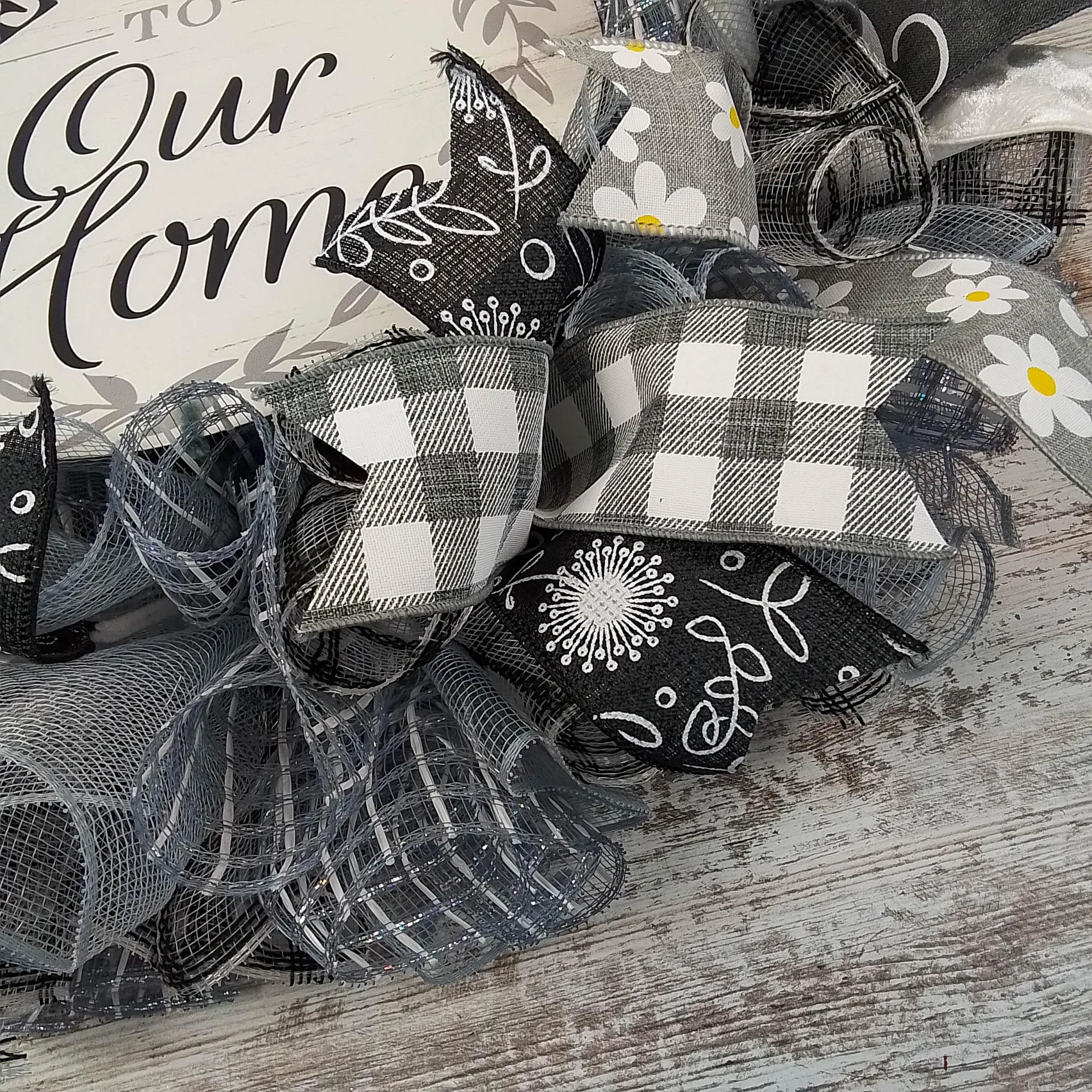 Farmhouse Wreath - Black White Grey Year Round Decor