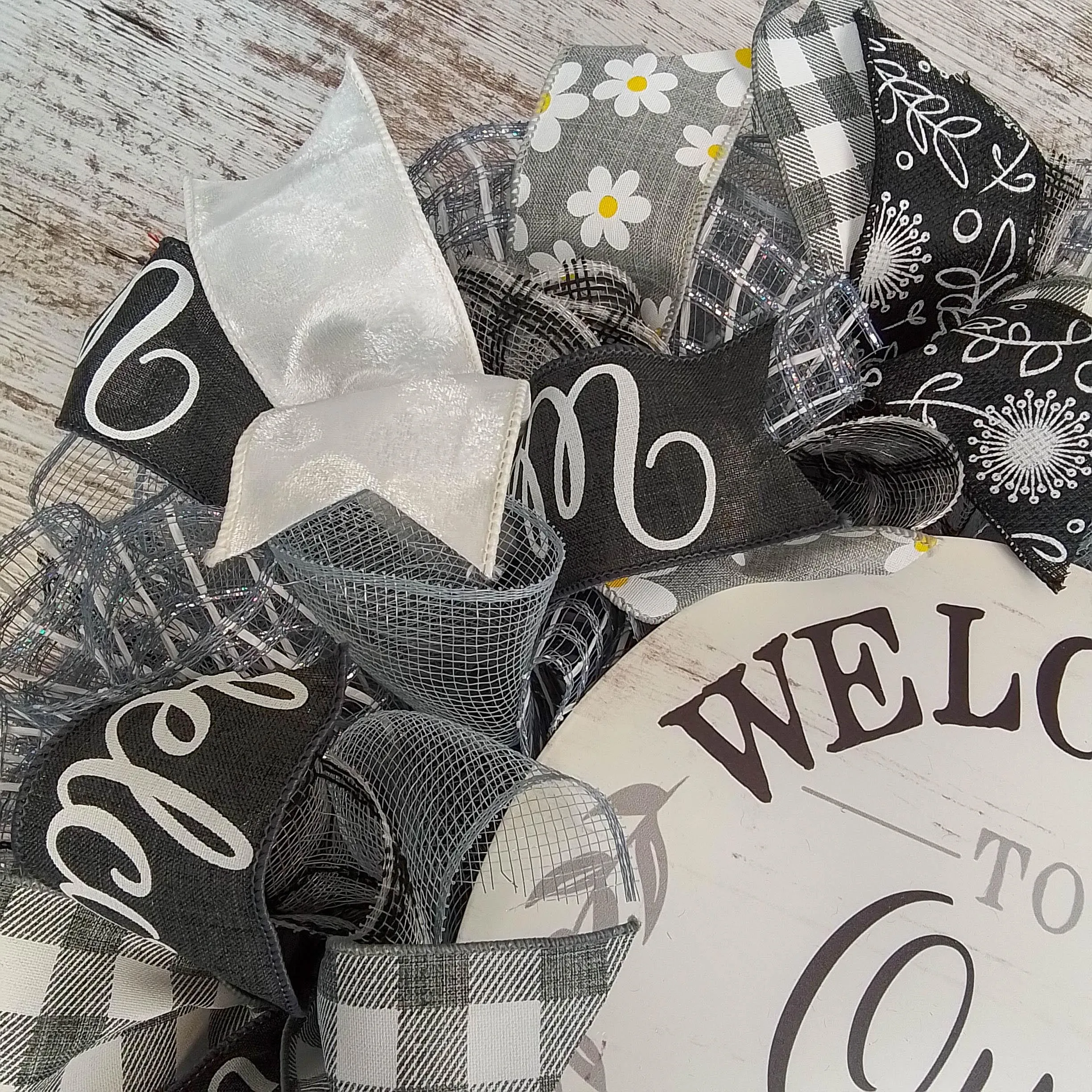 Farmhouse Wreath - Black White Grey Year Round Decor
