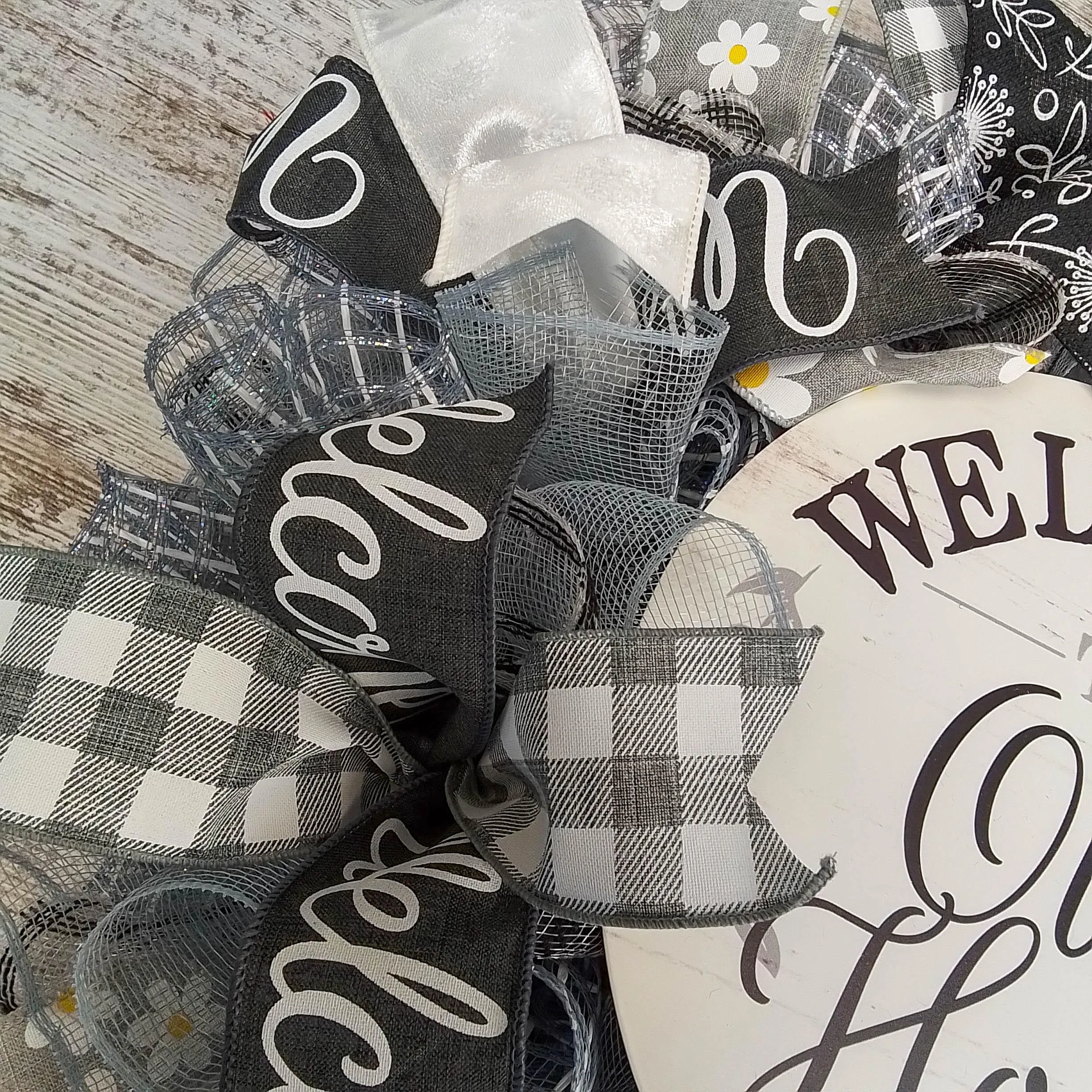Farmhouse Wreath - Black White Grey Year Round Decor