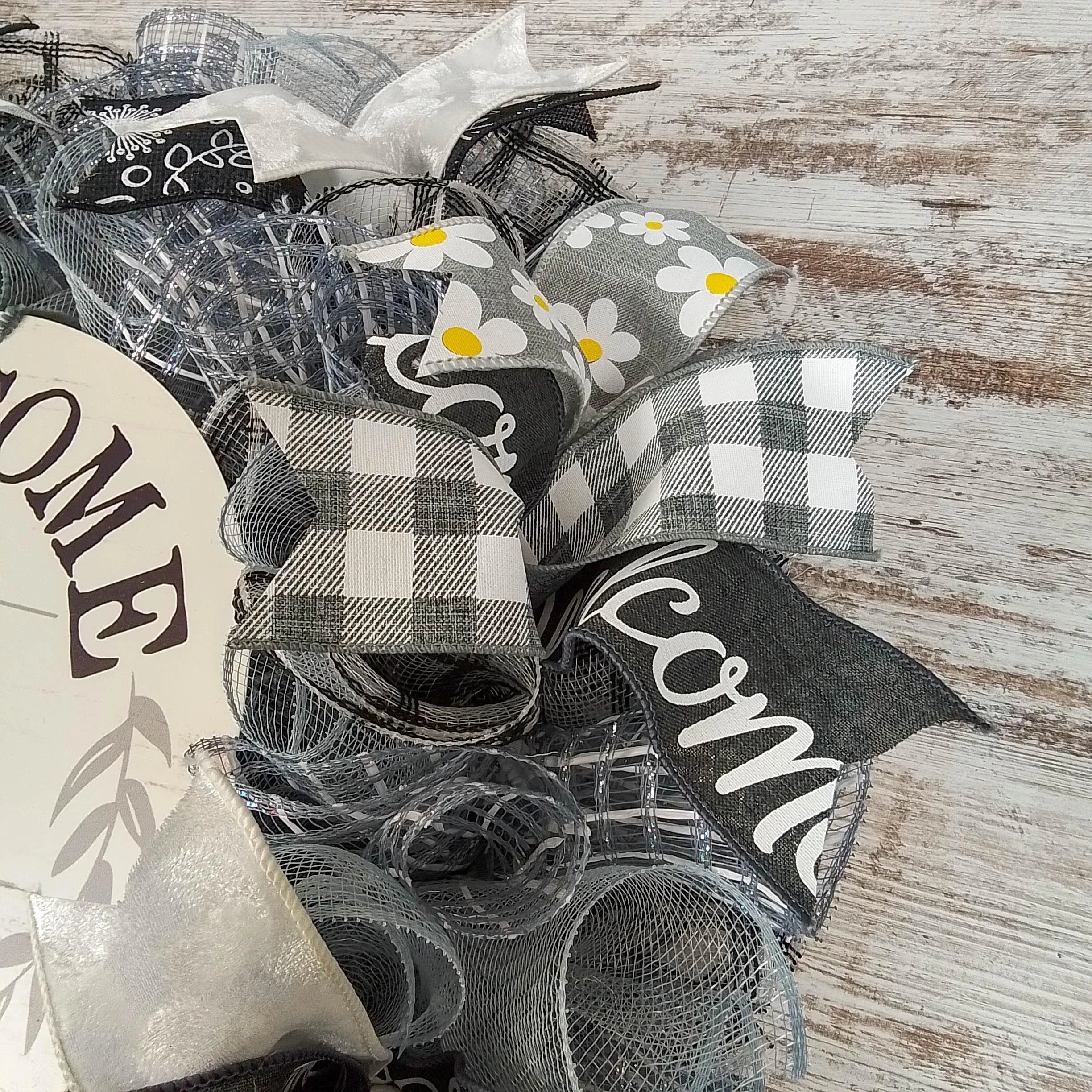 Farmhouse Wreath - Black White Grey Year Round Decor