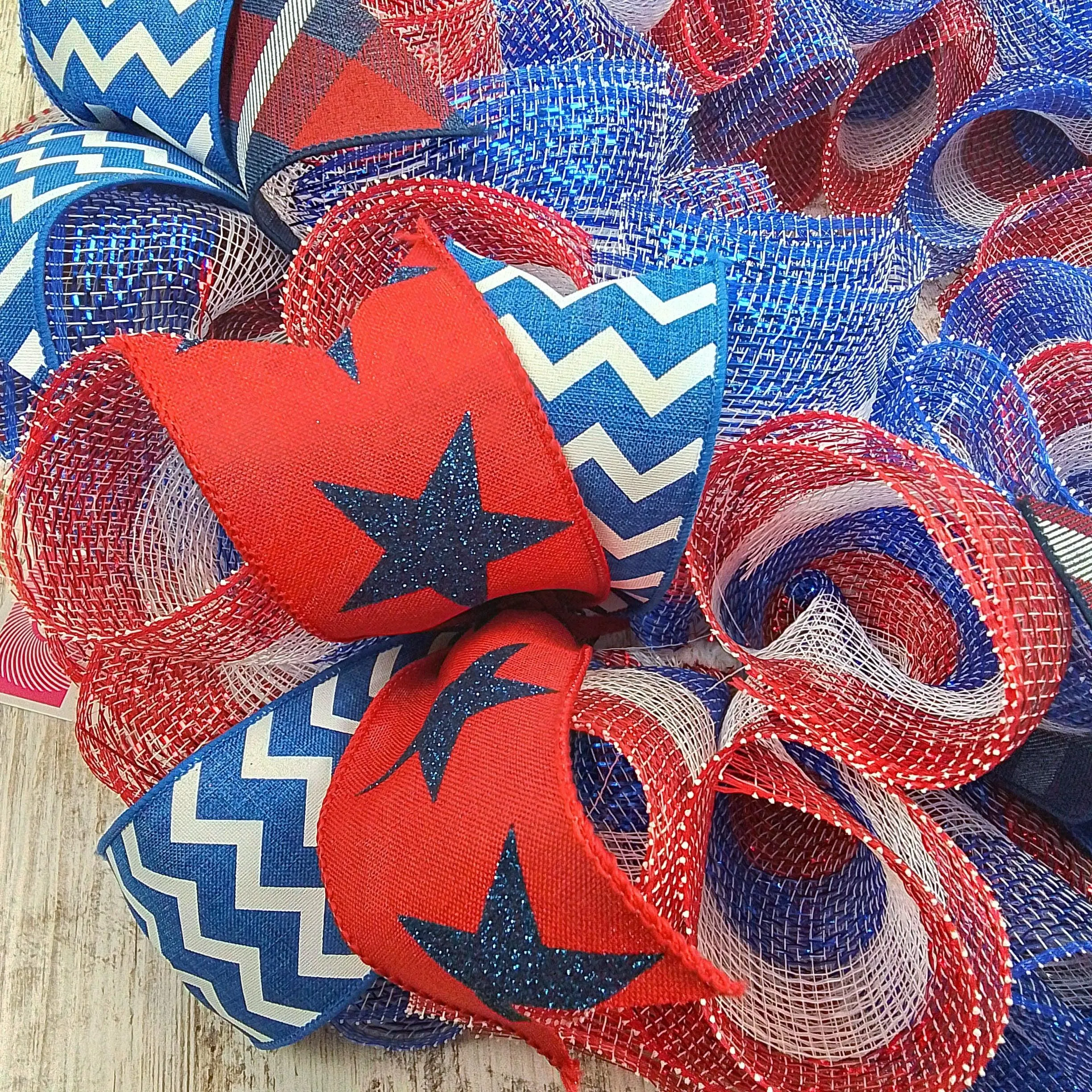 Fourth of July Wreaths for Front Door, Red White Blue : J2