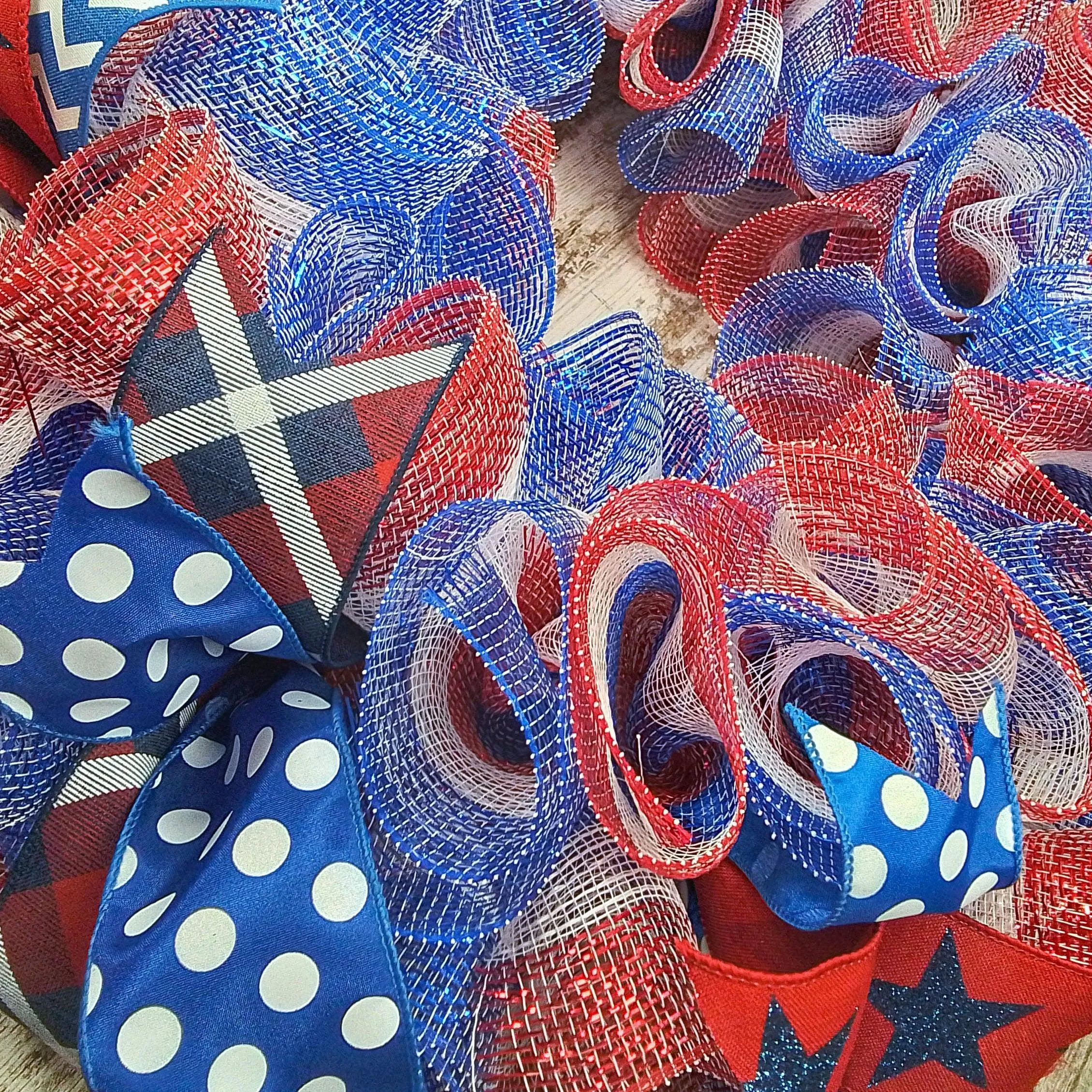 Fourth of July Wreaths for Front Door, Red White Blue : J2