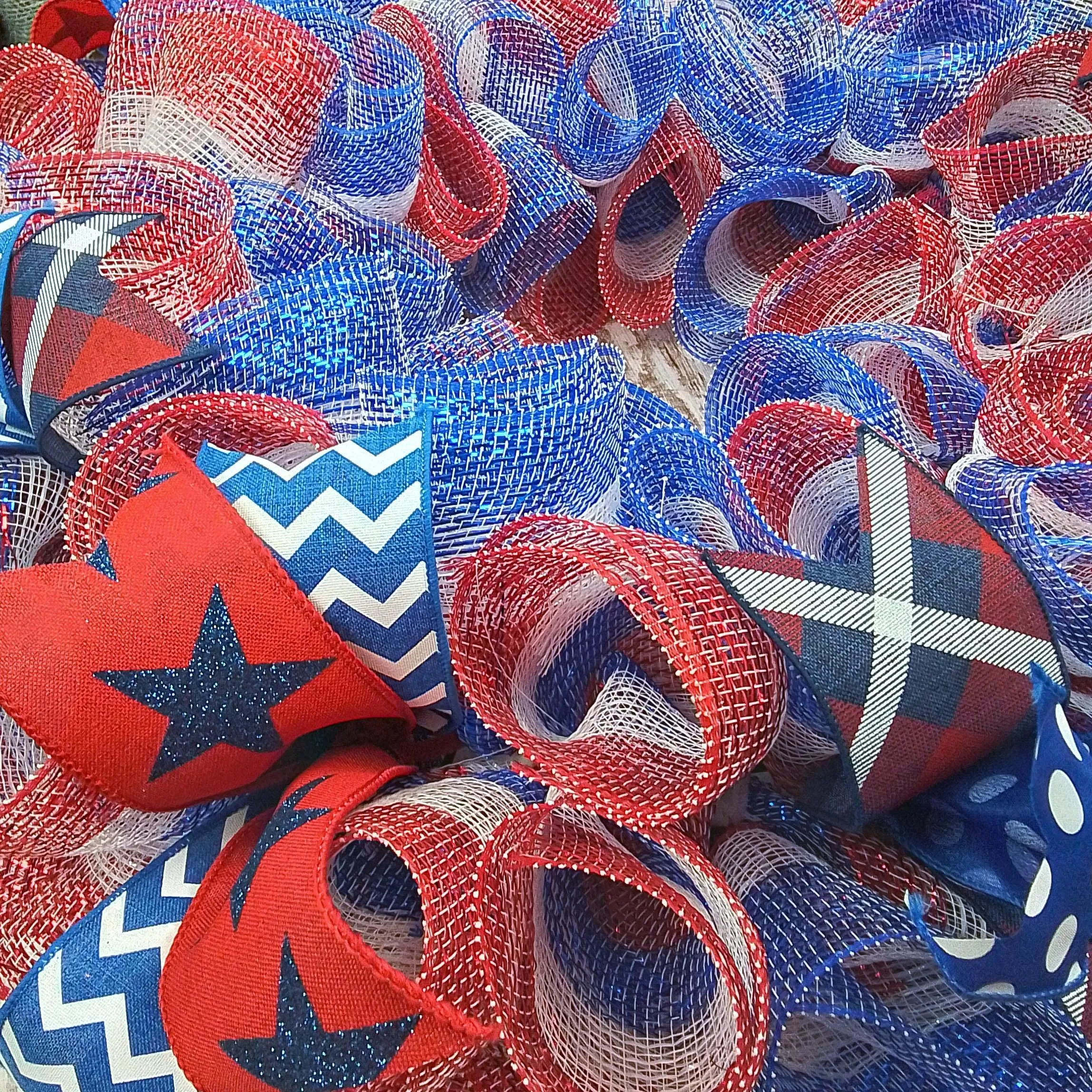 Fourth of July Wreaths for Front Door, Red White Blue : J2