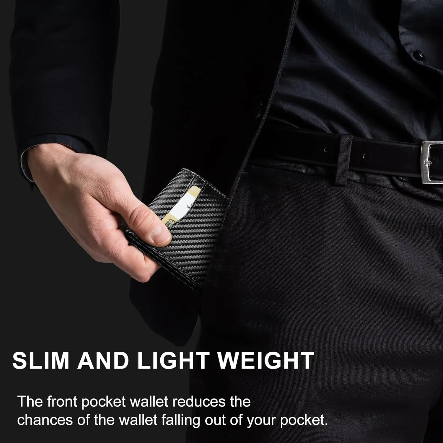 furid Apple Airtag Wallet Men Slim: Air Tag Wallet with Airtag Holder, RFID Blocking, Bifold, Front Pocket, Minimalist Card Wallet, Carbon Fiber Wallet