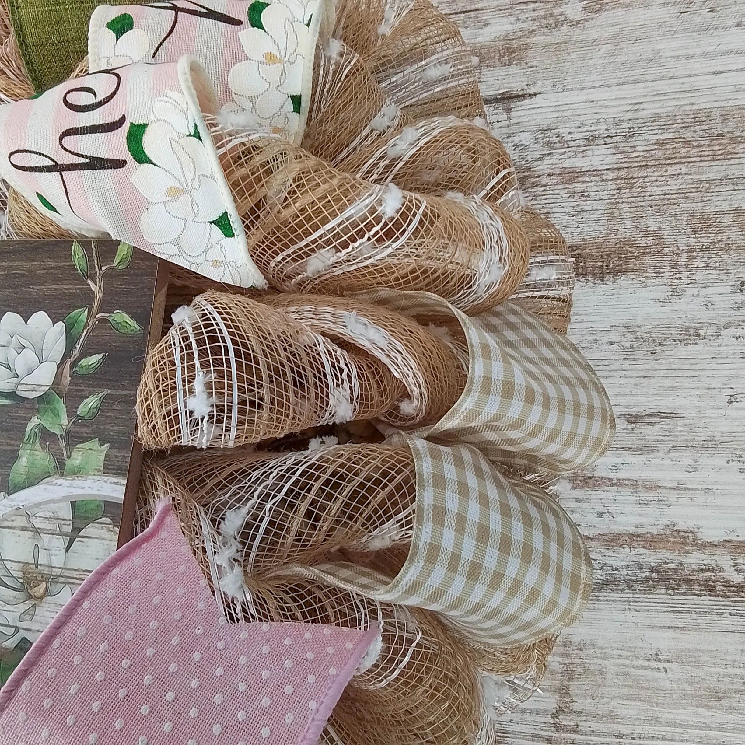 Hey Y'all Everyday Front Door Wreath | Moss Burlap White Year Round Gift
