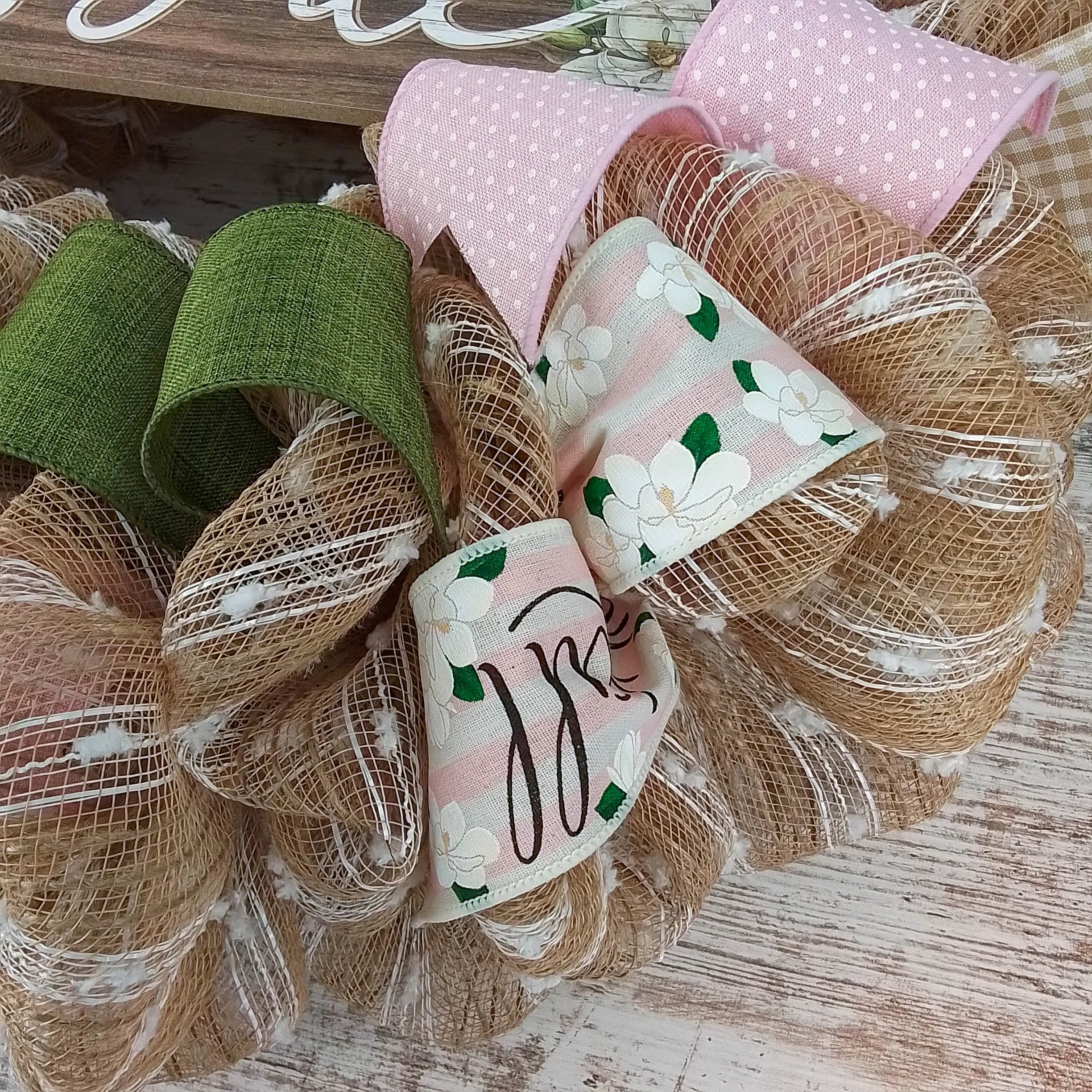 Hey Y'all Everyday Front Door Wreath | Moss Burlap White Year Round Gift