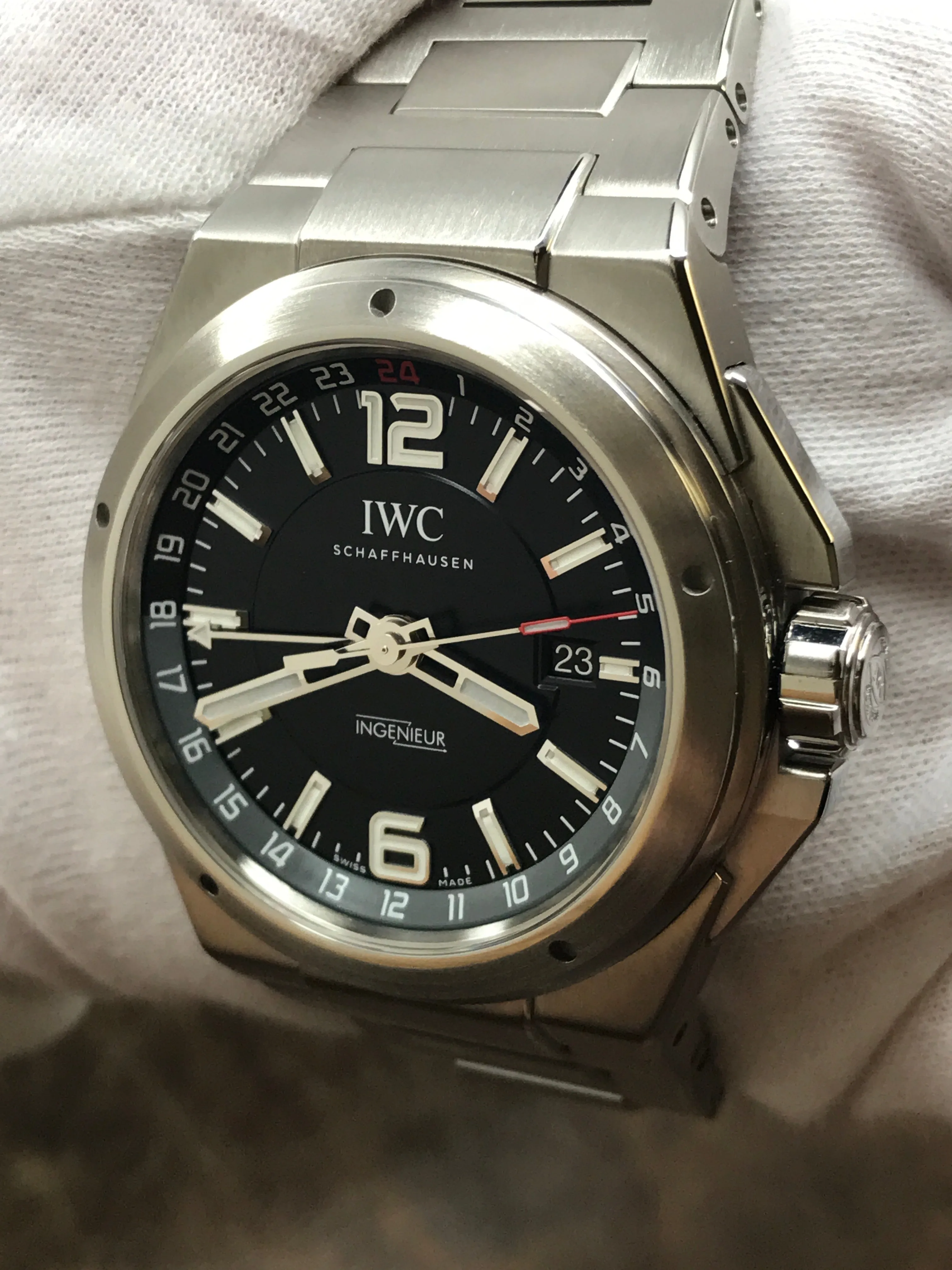 IWC INGENIEUR DUAL TIME IW324402 Black Dial Automatic Men's Watch
