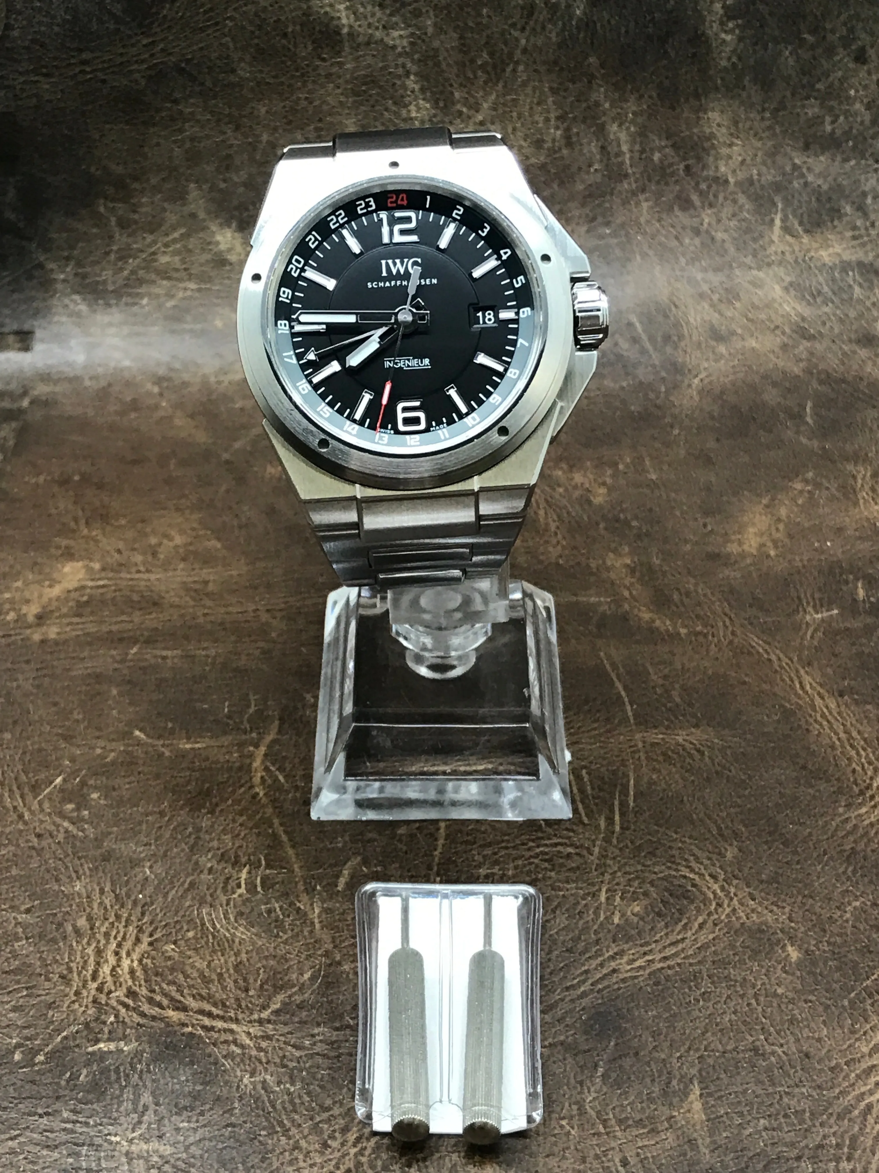 IWC INGENIEUR DUAL TIME IW324402 Black Dial Automatic Men's Watch