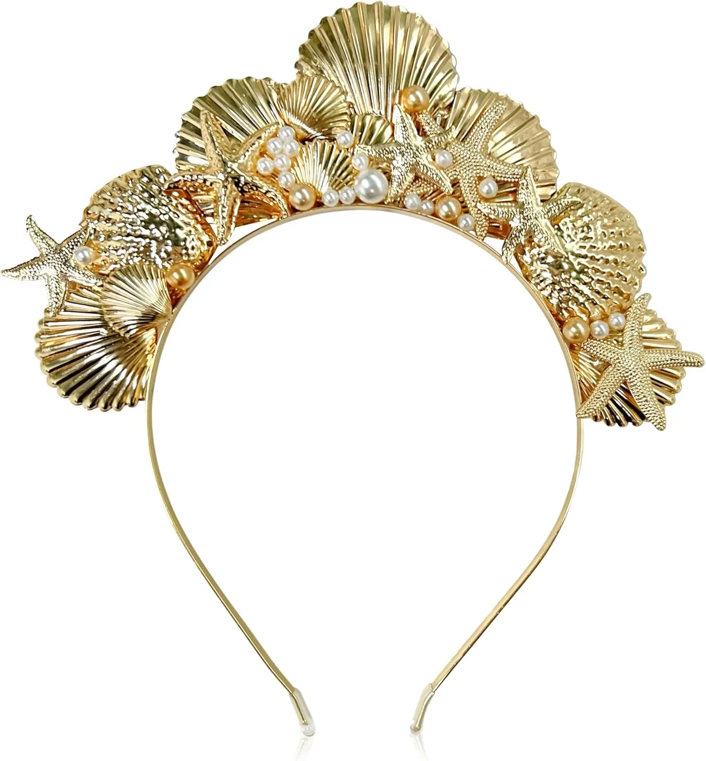 JeVenis Golden Halo Crown Headpiece Mermaid Headband Seashell Crown Headband Siren Costume Women Christmas Cosplay Renaissance