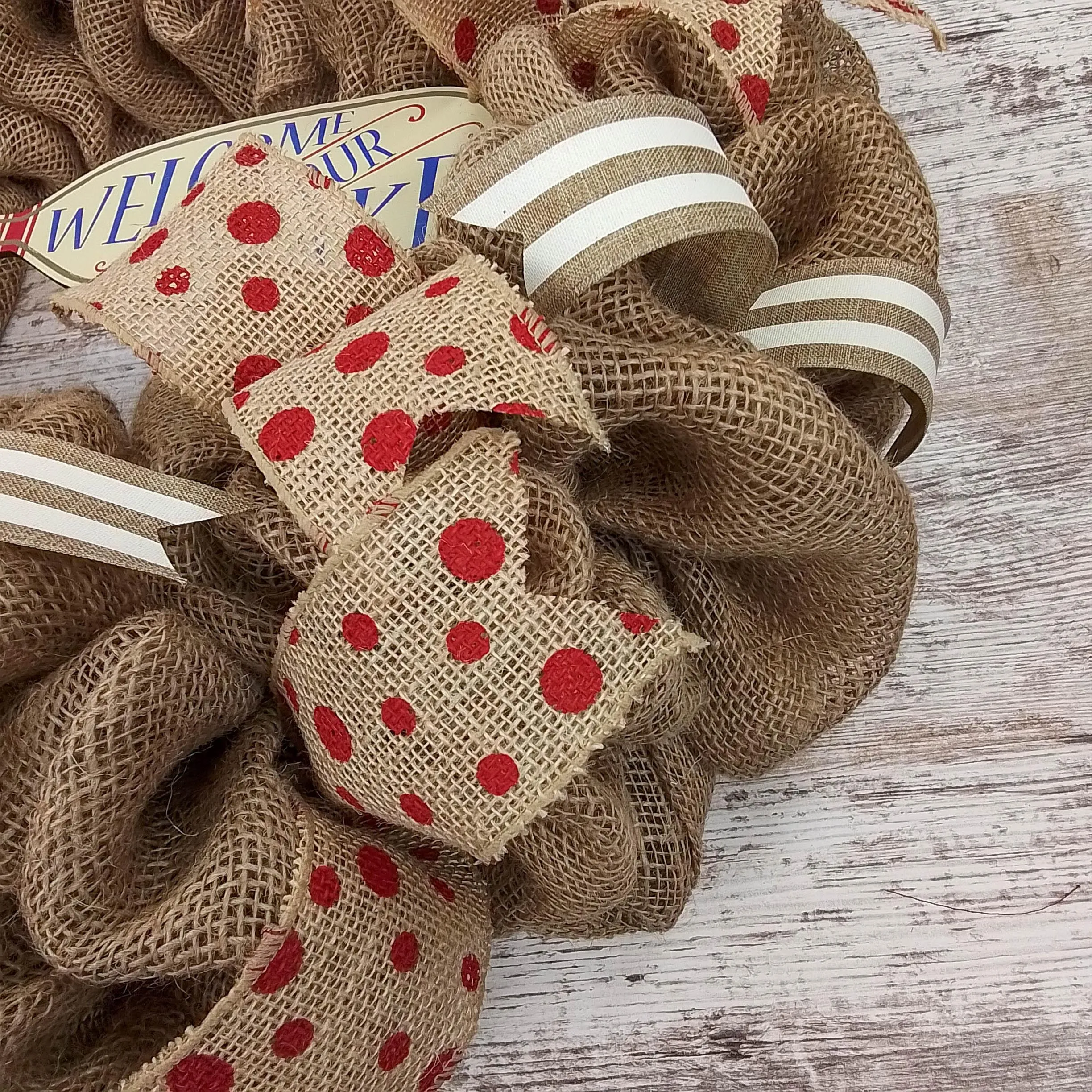 Lake Summer Wreath - Pool Spring Beach Lake House Decor - Burlap Red Navy Blue
