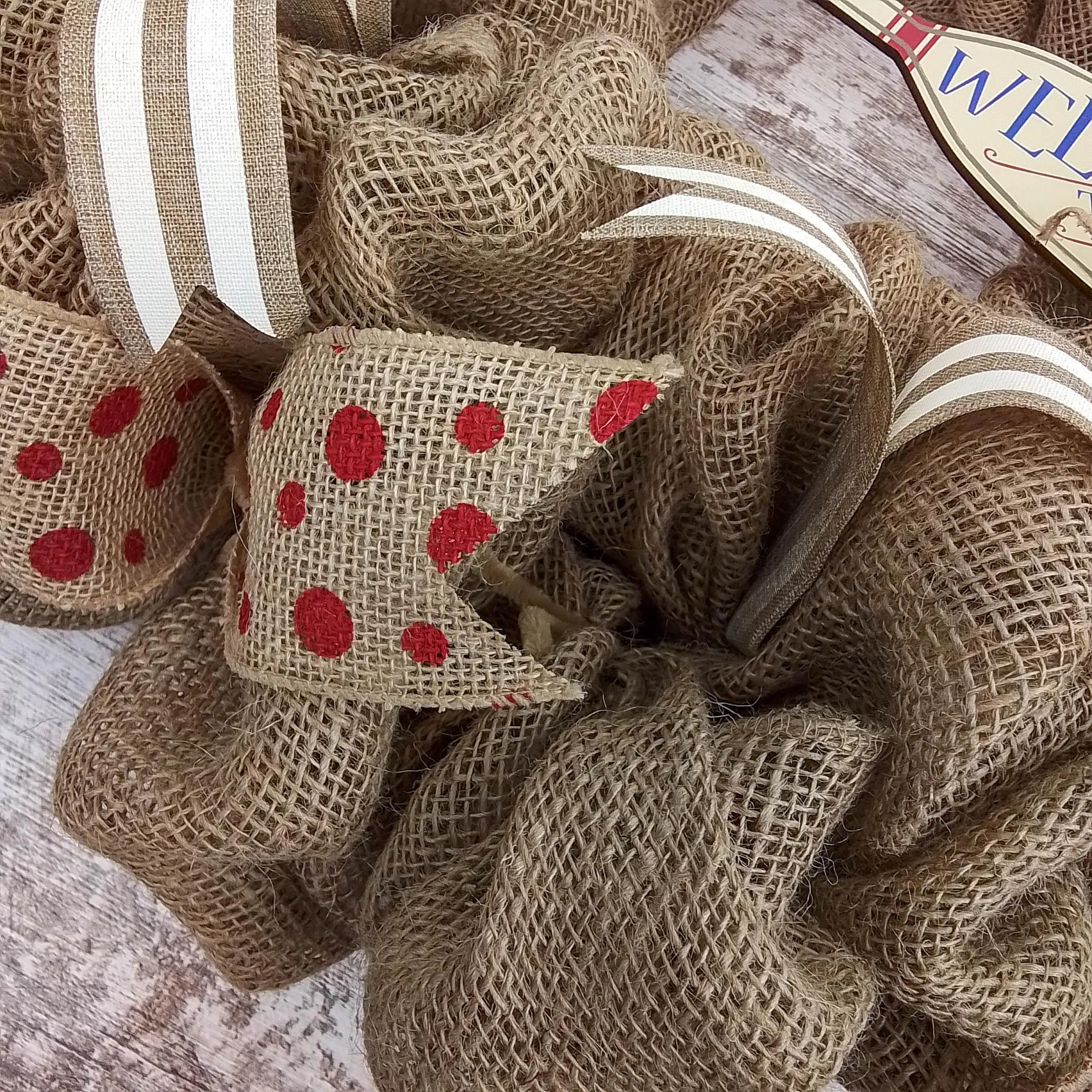 Lake Summer Wreath - Pool Spring Beach Lake House Decor - Burlap Red Navy Blue