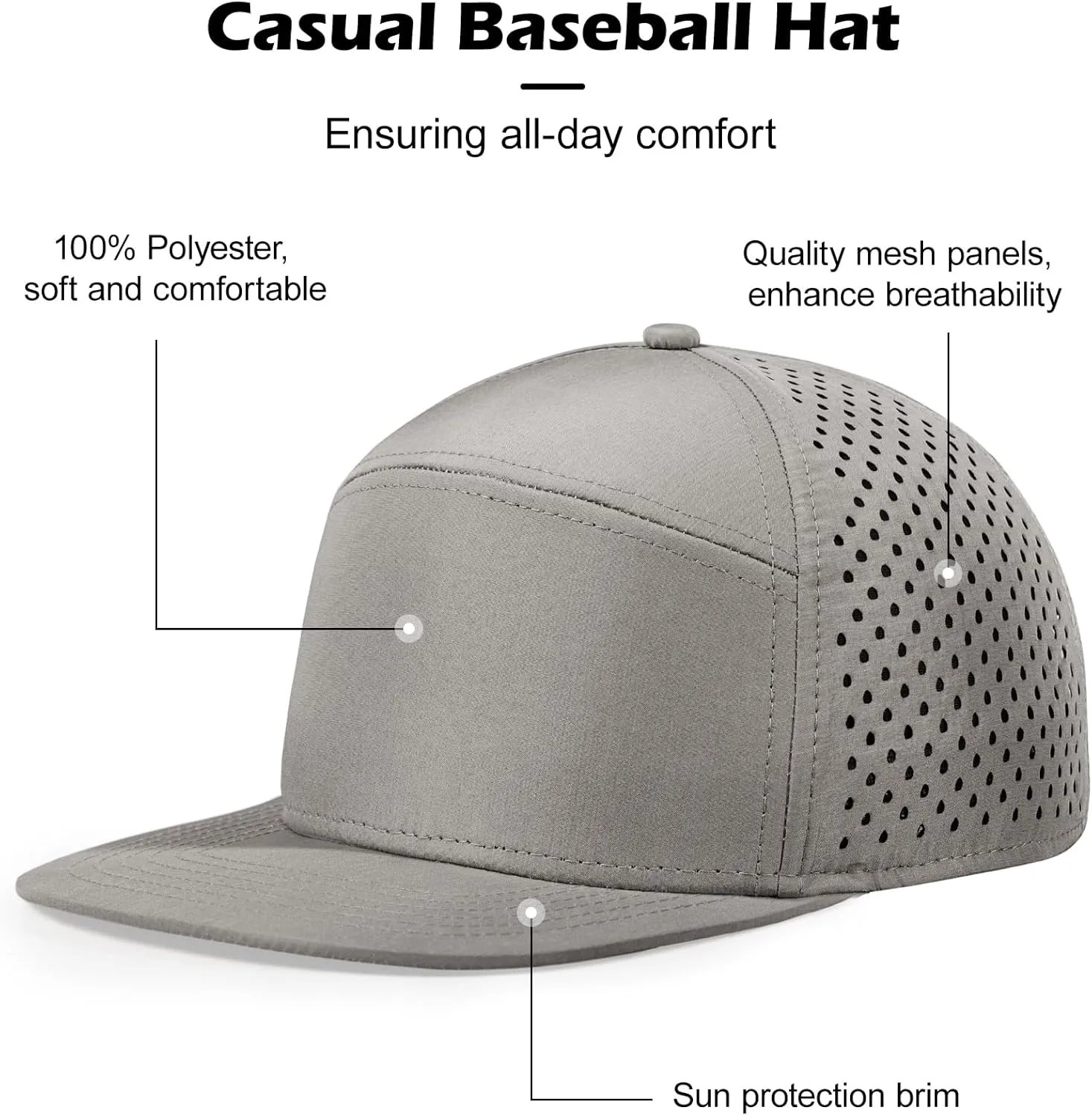 LiuSuper XXL Snapback Hats for Men, Flat Brim Hats for Men, Adjustable Mesh Trucker Hat for Women Big Head