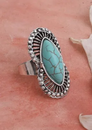 Marquise Western Adjustable Turquoise Ring