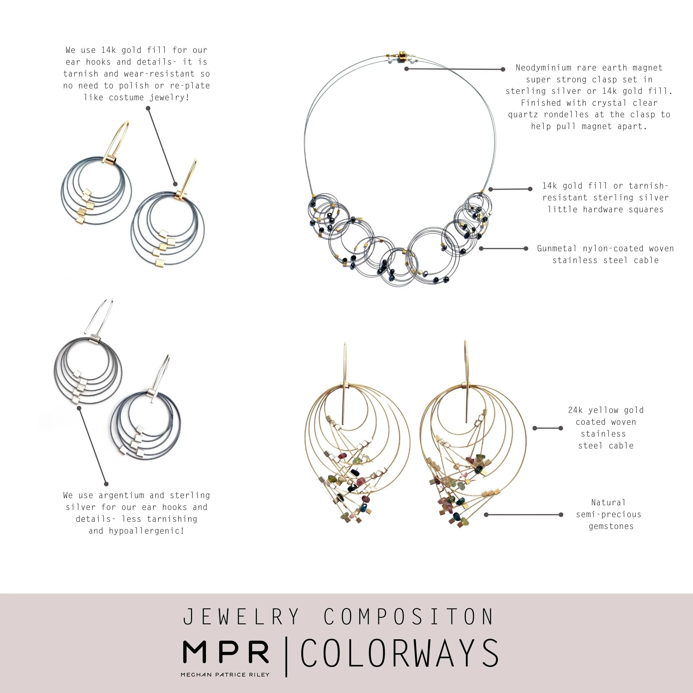 Multi-Interlock Hook Earrings with Stones