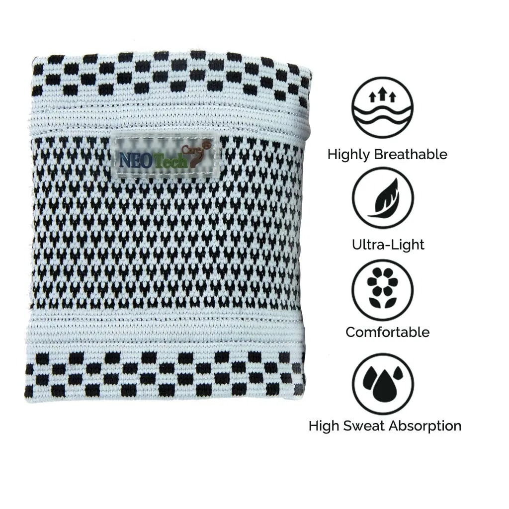 NeoTech Care Wrist Band - Light, Elastic, Men, Women, Right or Left (Gray Color, Size L, 1 Pair)
