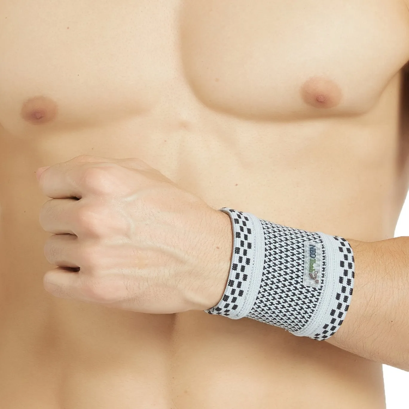 NeoTech Care Wrist Band - Light, Elastic, Men, Women, Right or Left (Gray Color, Size L, 1 Pair)