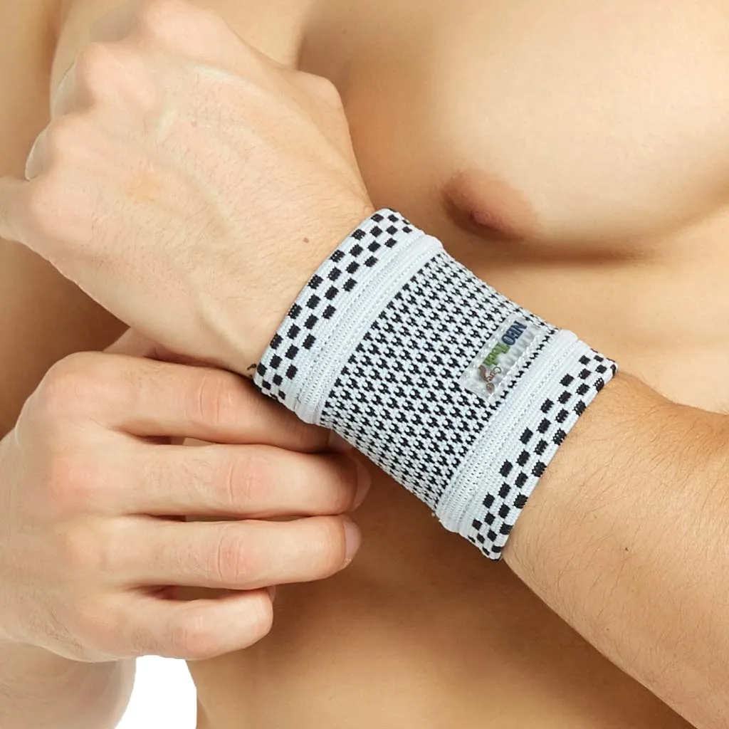 NeoTech Care Wrist Band - Light, Elastic, Men, Women, Right or Left (Gray Color, Size L, 1 Pair)