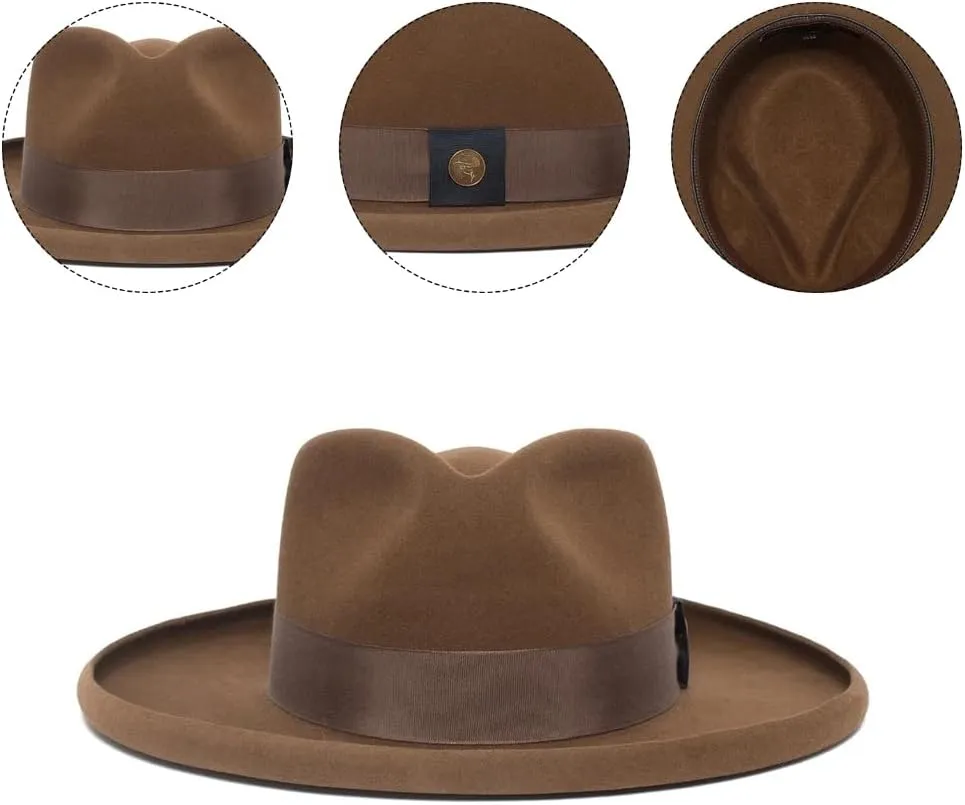 Old-Fashioned Top Hat Wool Fedoras Man Women Unisex Wear Classical for Travel