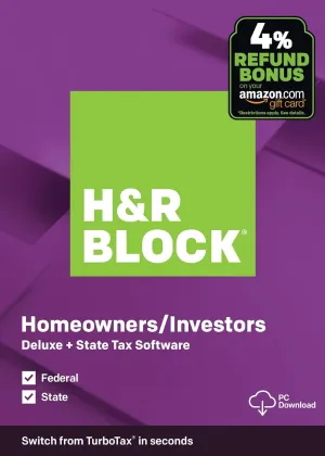 [OLD VERSION] H&R Block Tax Software Deluxe   State 2019 [Amazon Exclusive] [PC Download]