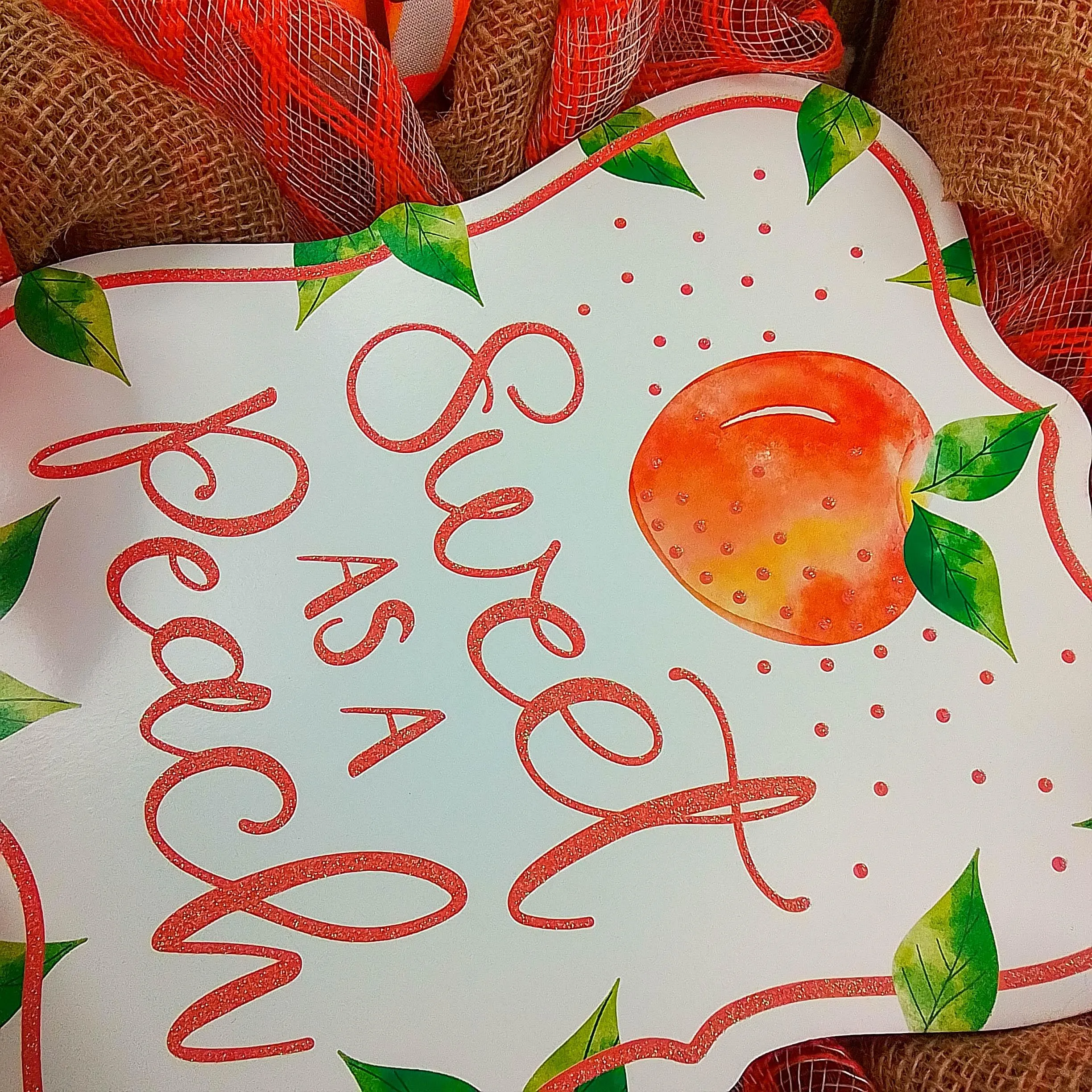 Peach Summer Wreath - Welcome Orange Spring Decor - Front Porch Decorations