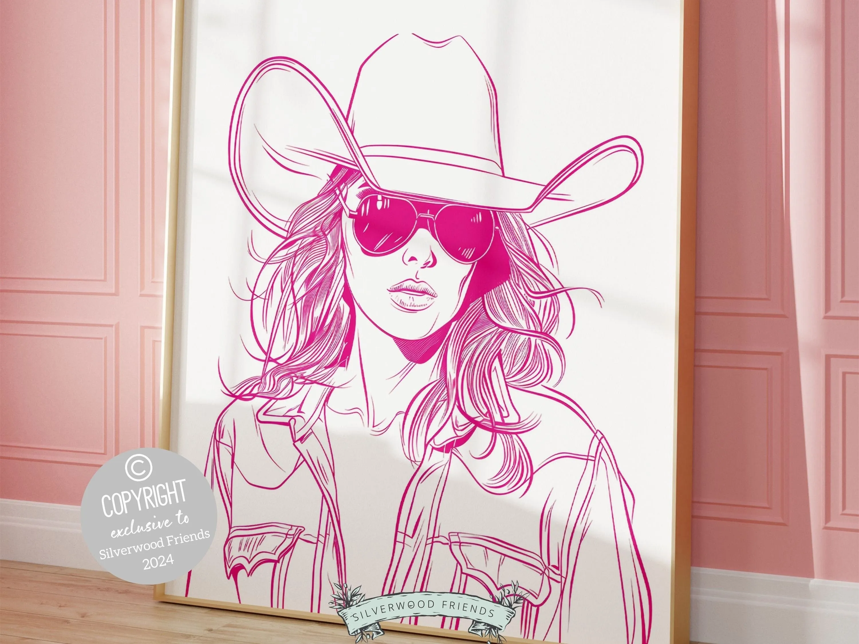 Pink Cowgirl Western Print - 001