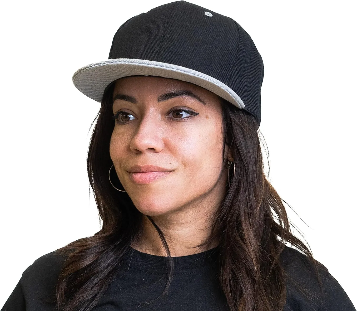 PLAIN GEAR Classic Flat Bill Hats for Men & Women Snapback Brim Hat - Blank Snap Back Two-Tone Color with Snap Closure