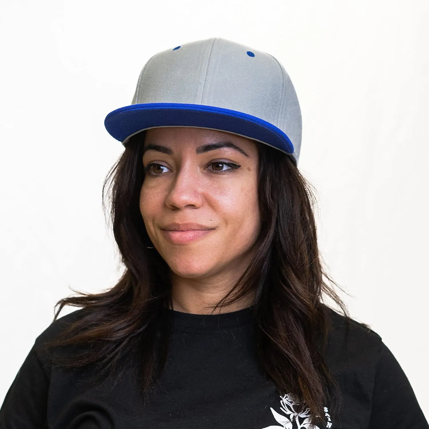 PLAIN GEAR Classic Flat Bill Hats for Men & Women Snapback Brim Hat - Blank Snap Back Two-Tone Color with Snap Closure