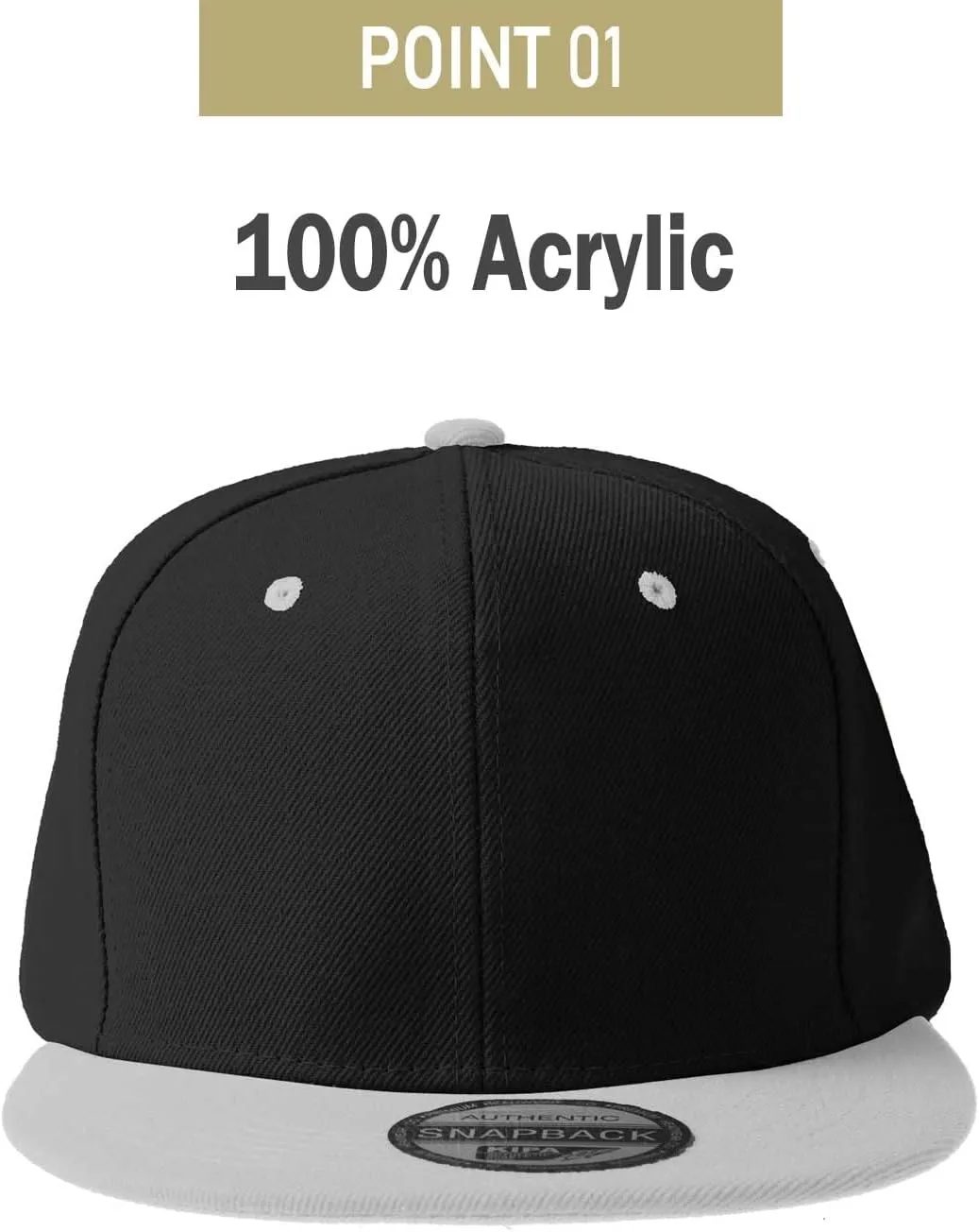 PLAIN GEAR Classic Flat Bill Hats for Men & Women Snapback Brim Hat - Blank Snap Back Two-Tone Color with Snap Closure