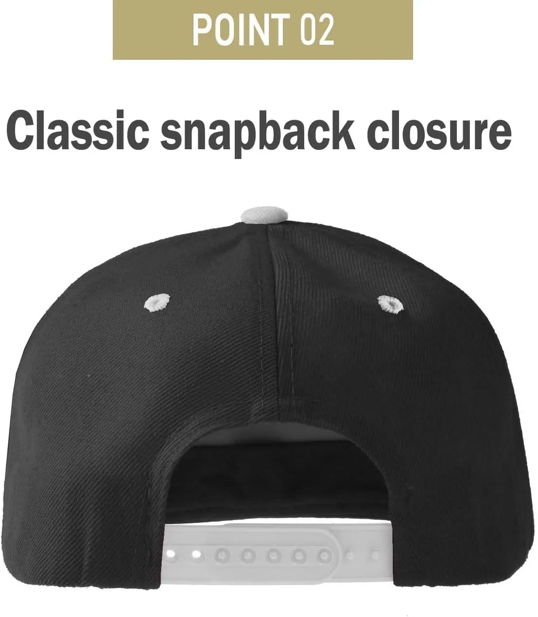 PLAIN GEAR Classic Flat Bill Hats for Men & Women Snapback Brim Hat - Blank Snap Back Two-Tone Color with Snap Closure