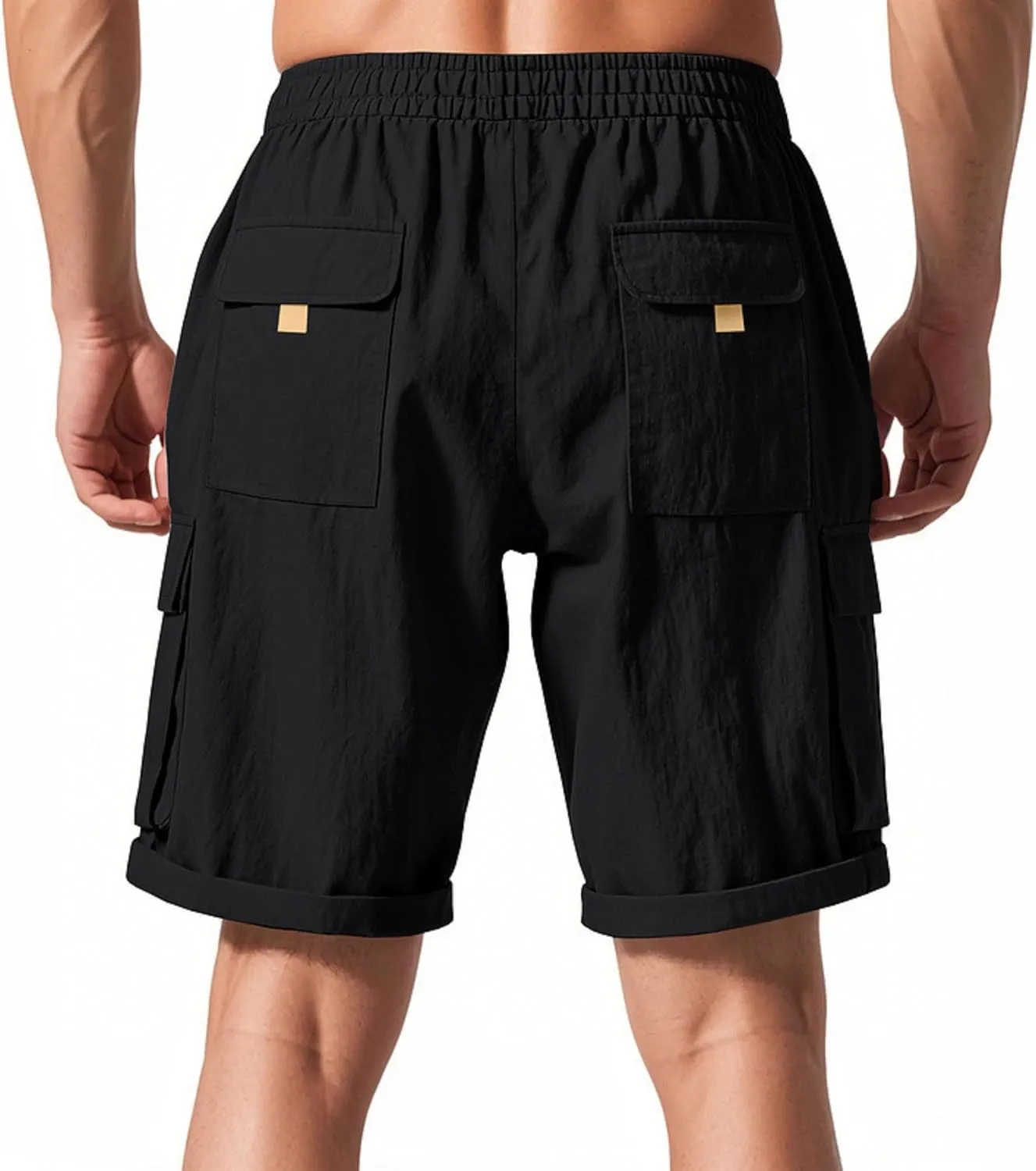 PORCLAY Cargo Shorts for Men Trendy Drawstring Elastic Waist Casual Shorts with Multi Pockets Workout Sport Outdoor