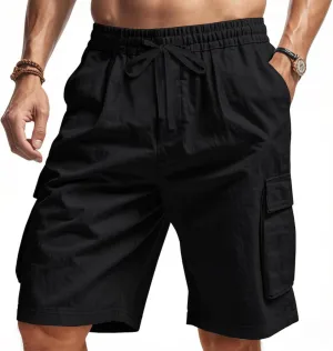 PORCLAY Cargo Shorts for Men Trendy Drawstring Elastic Waist Casual Shorts with Multi Pockets Workout Sport Outdoor